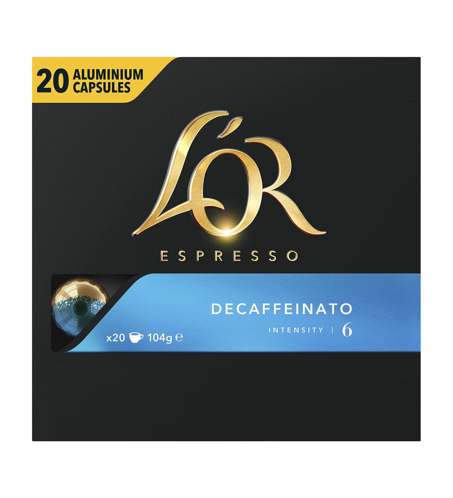 L'Or Espresso Caf Decaffeinato - Intensity 6 - 20 Aluminum Capsules Compatible with Nespresso * Machines - Buy Online on GoSupps.com