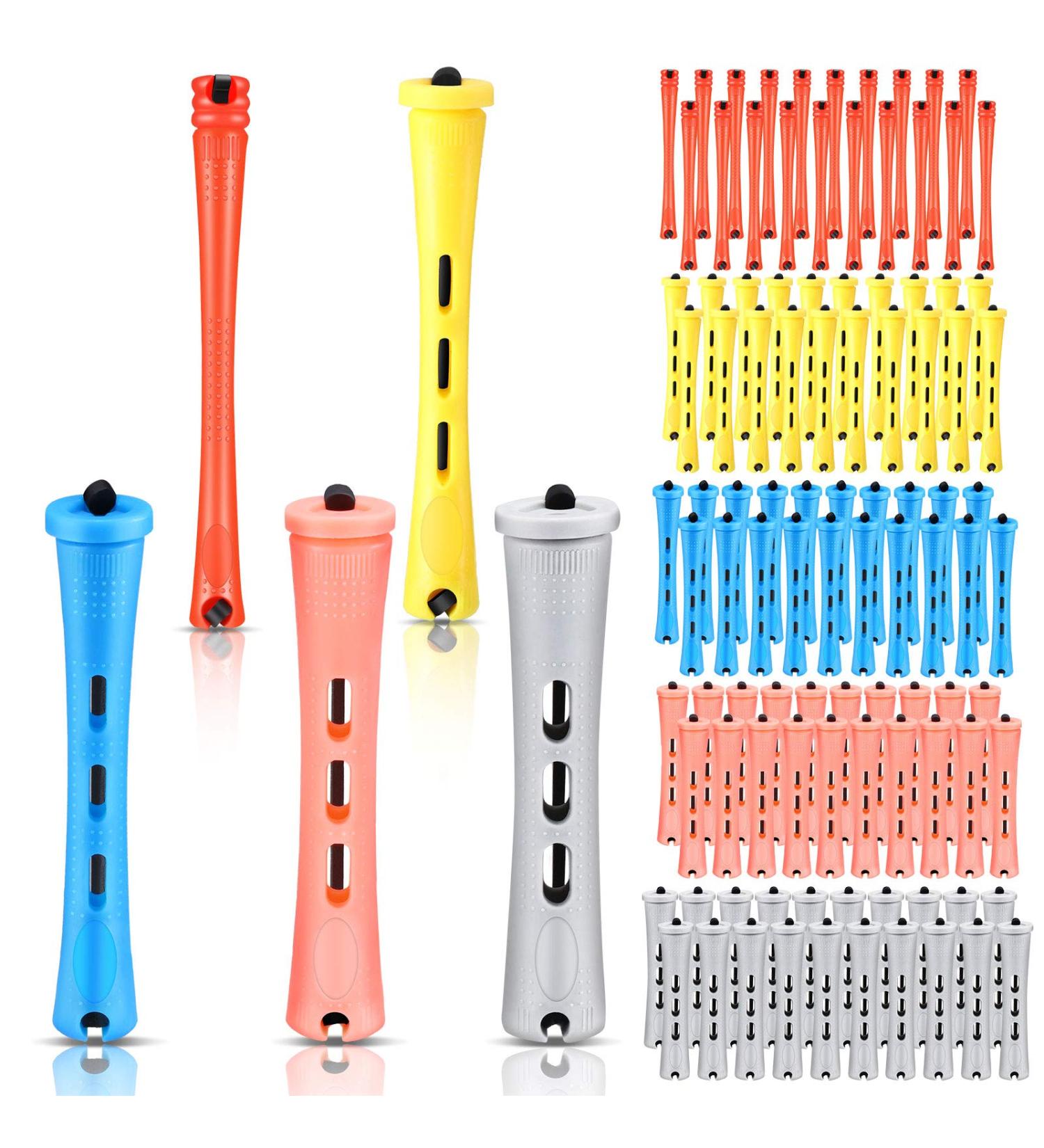 100pc Non-Slip Hair Perm Rods Set - Multi-color Cold Wave Perming Rods for Styling, Short Curlers with Elastic Bands - Hairdressing Essential - Buy Online on GoSupps.com