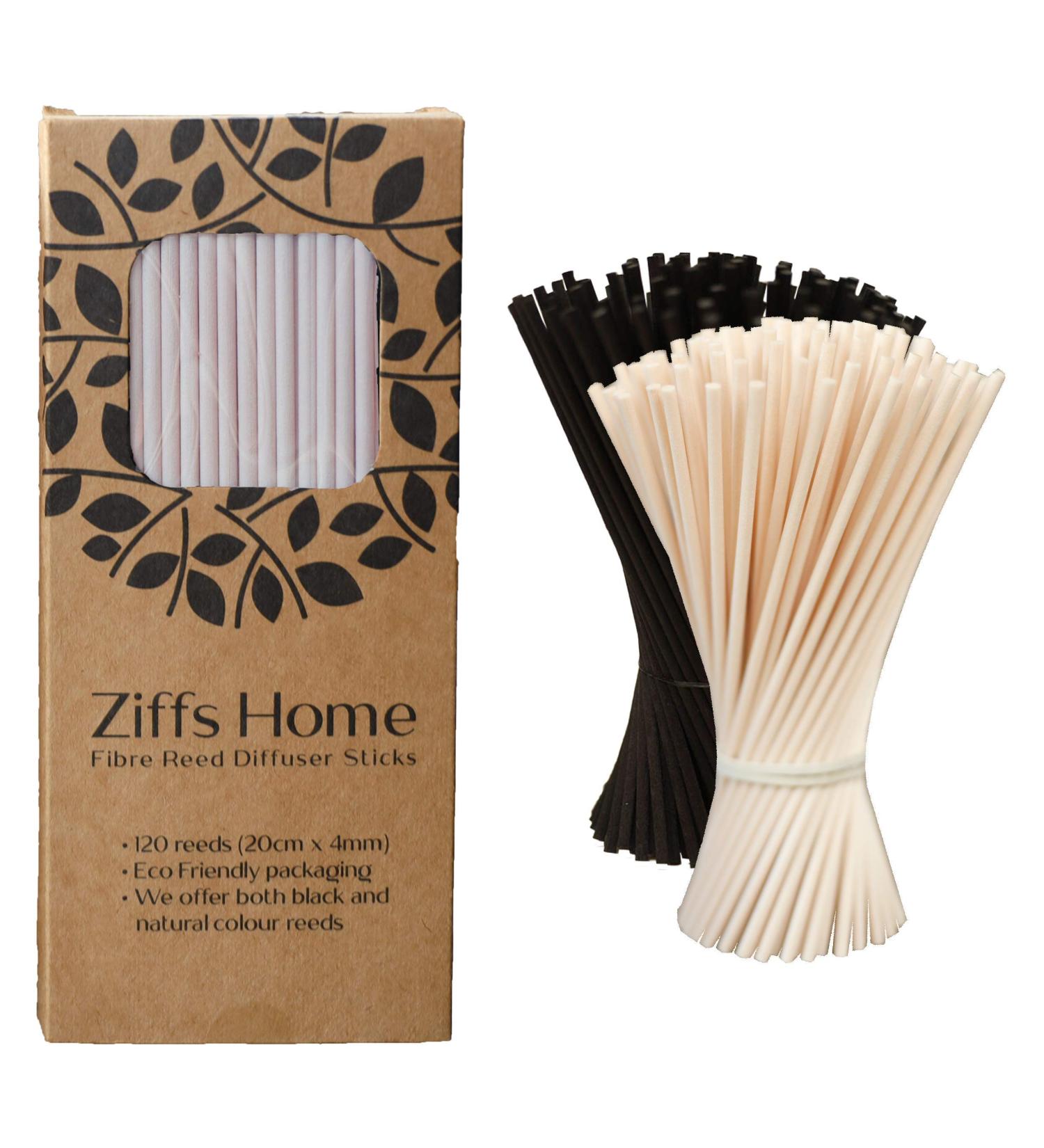 Ziffs Home 120 Natural Fibre Reed Diffuser Sticks - Thick 20cm x 4mm - Fragrance Refill for Diffuser Oils - Fibre Reeds for Diffusers - Buy Online on GoSupps.com