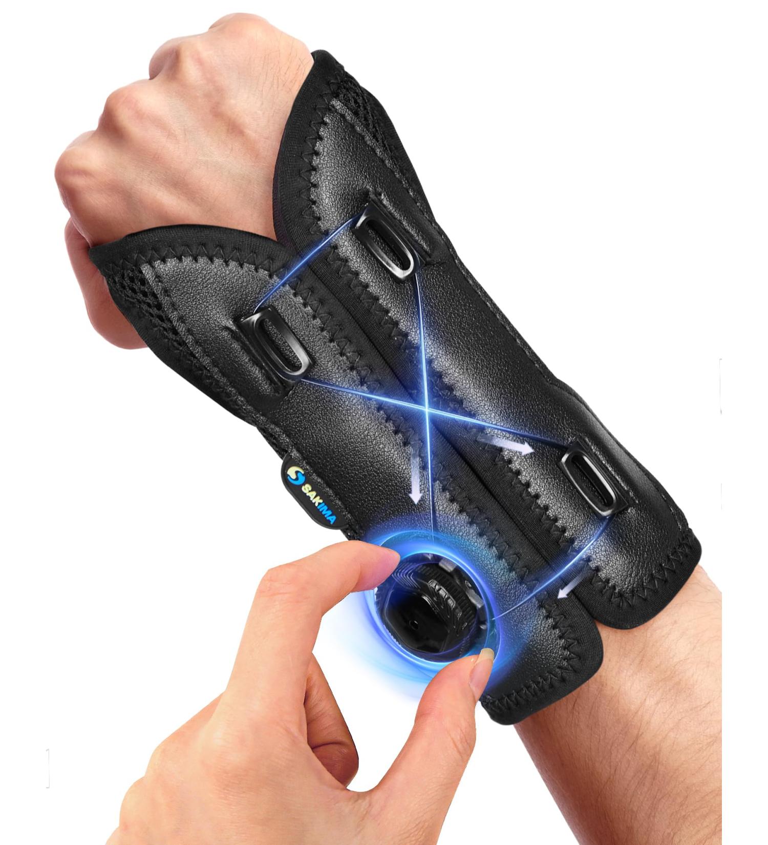 Sakima Adjustable Wrist Bandages with Metal Rail for Carpal Tunnel & Arthritis - Left & Right Hand Support - Black - 5.5-8.5 Inches | Sports Protection & Tendon Inflammation Relief - Buy Online on GoSupps.com