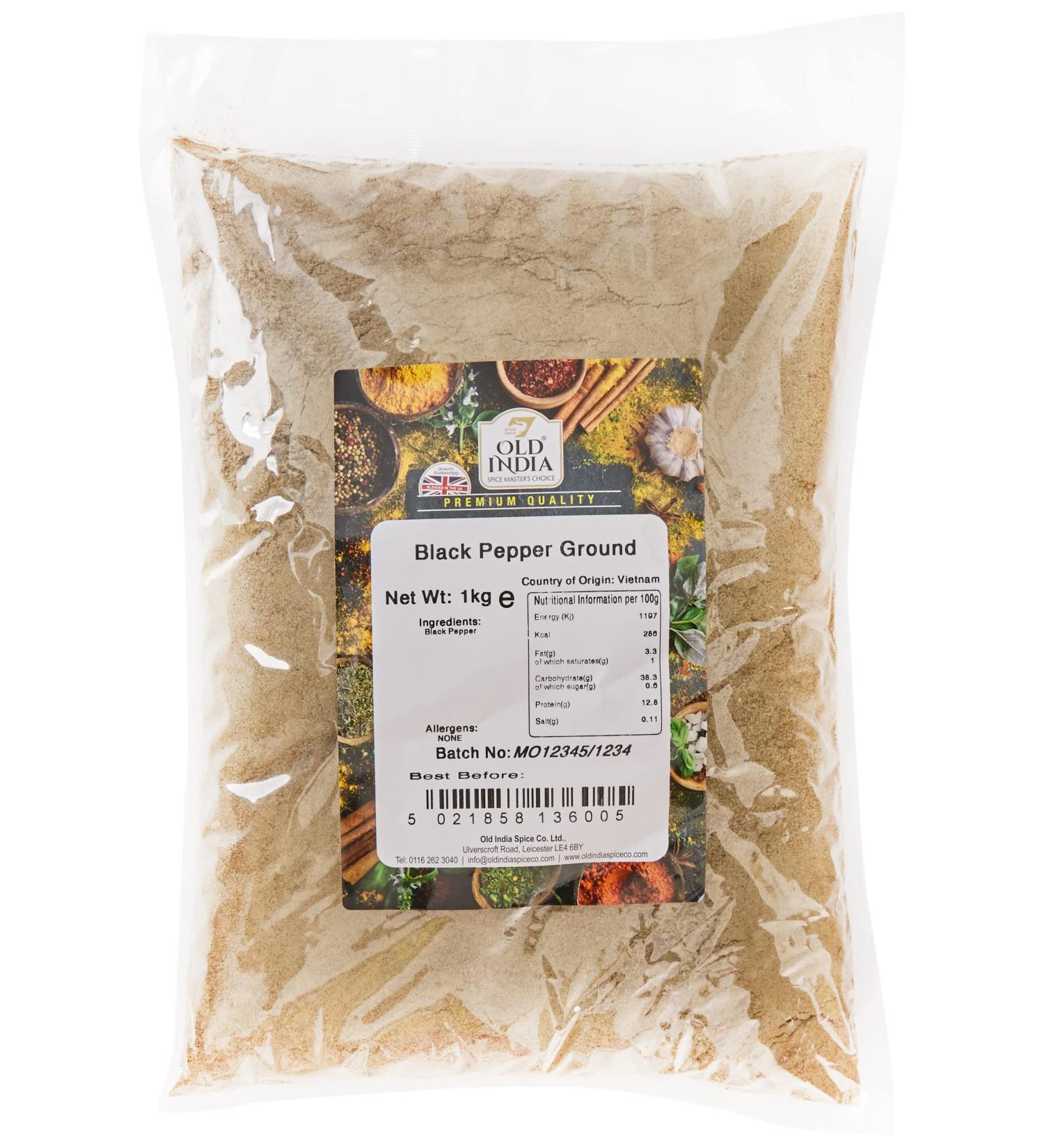 Old India Black Pepper Ground 1kg - Premium Quality Spice for Cooking (Pack of 1) - Buy Online on GoSupps.com