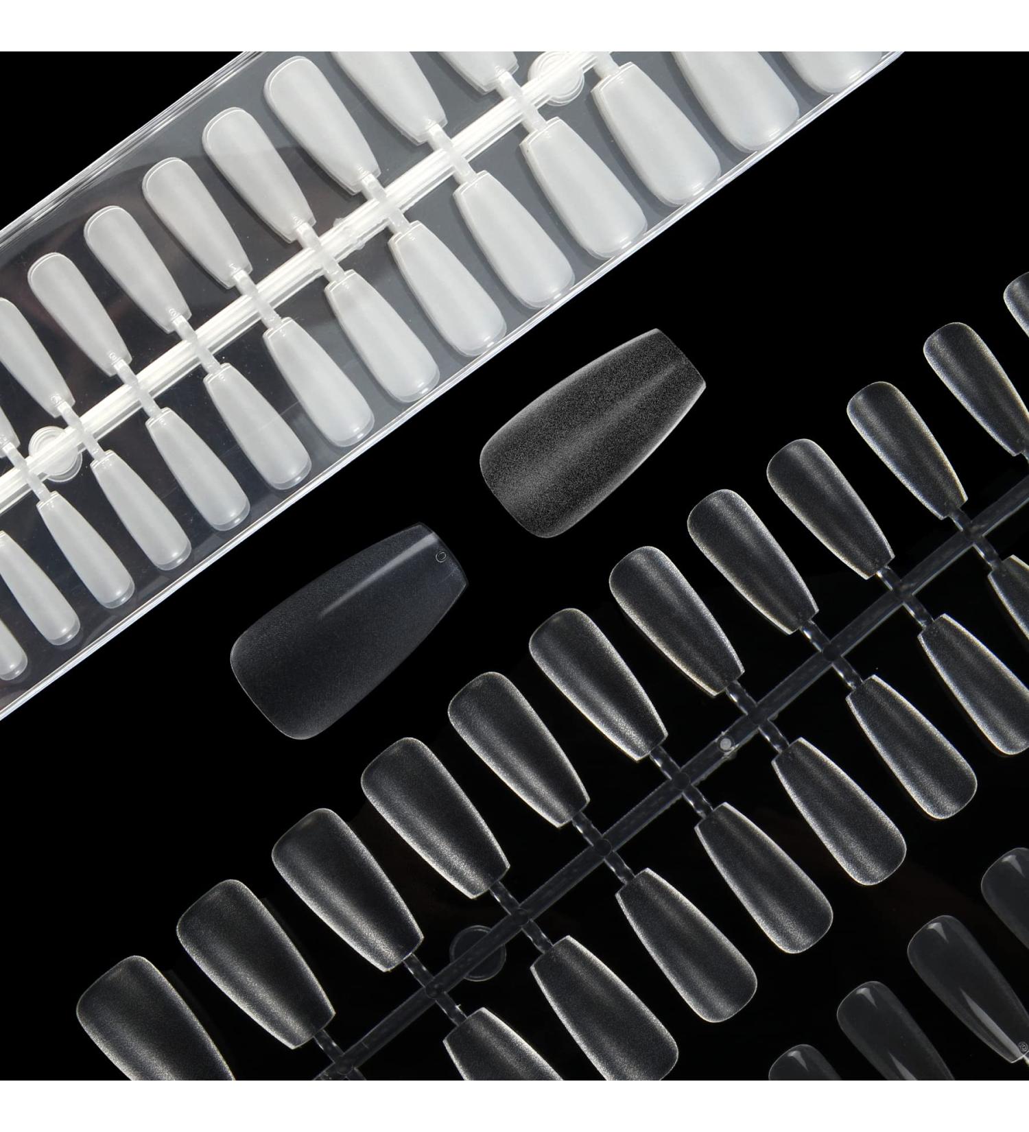 Medium Coffin Poly Extension Soft Gel Nail Tips | Clear Acrylic Ballerina Tips - 15 Sizes for Salons & DIY Nail Art - Buy Online on GoSupps.com