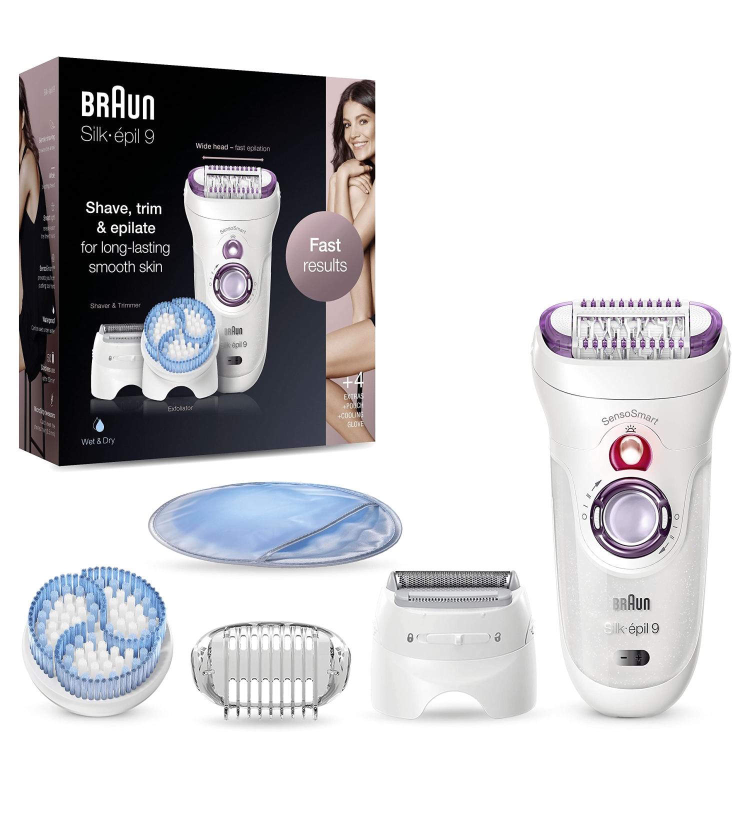 Braun Silk- pil 9 Epilator with 4 Extras - Long Lasting Hair Removal Kit - Buy Online on GoSupps.com