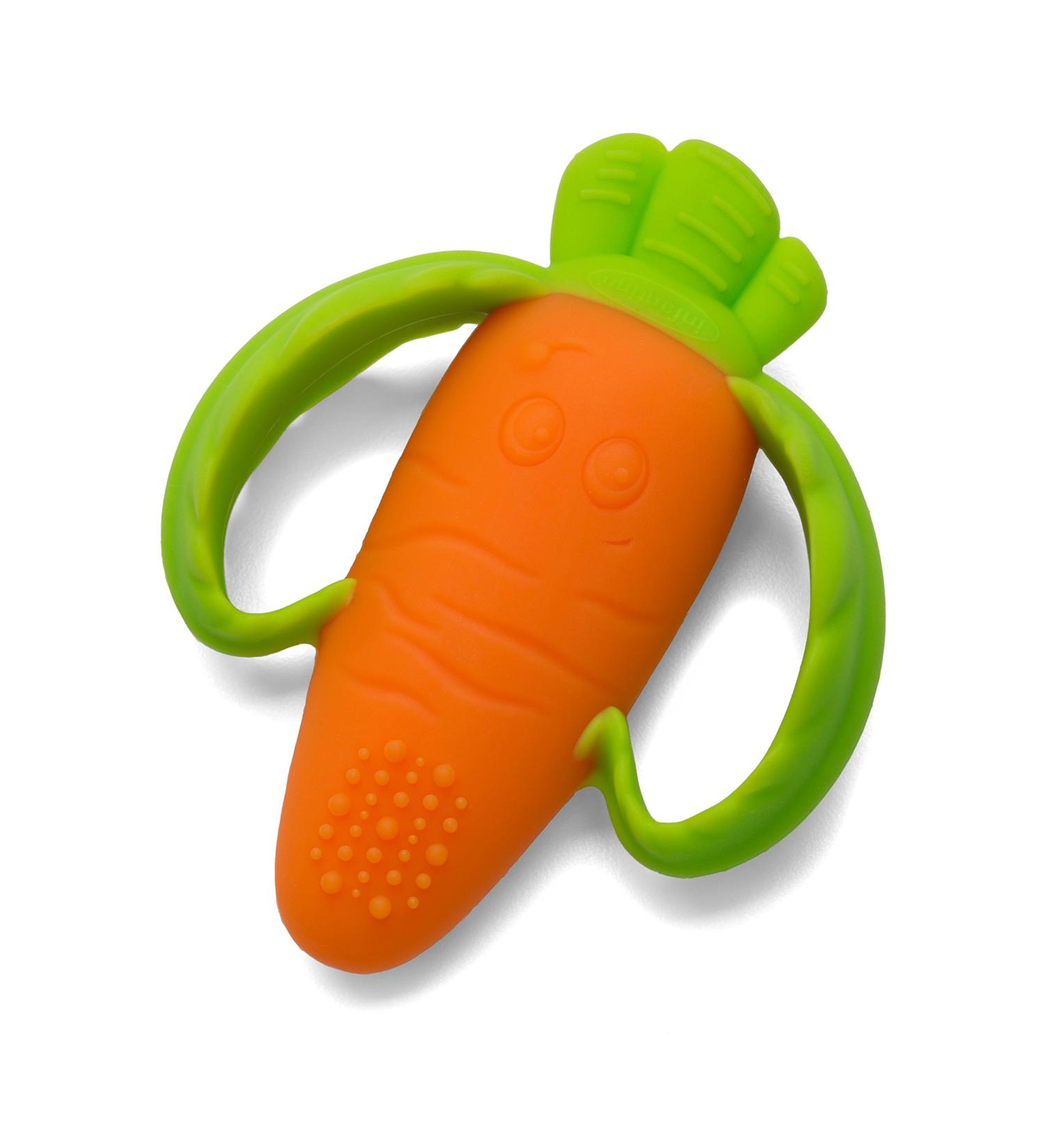 Infantino Lil' Nibble Carrot Teether - Soft Silicone for Teething Relief | Easy-to-Hold Handles | Sensory Exploration | 1 Count - Buy Online on GoSupps.com