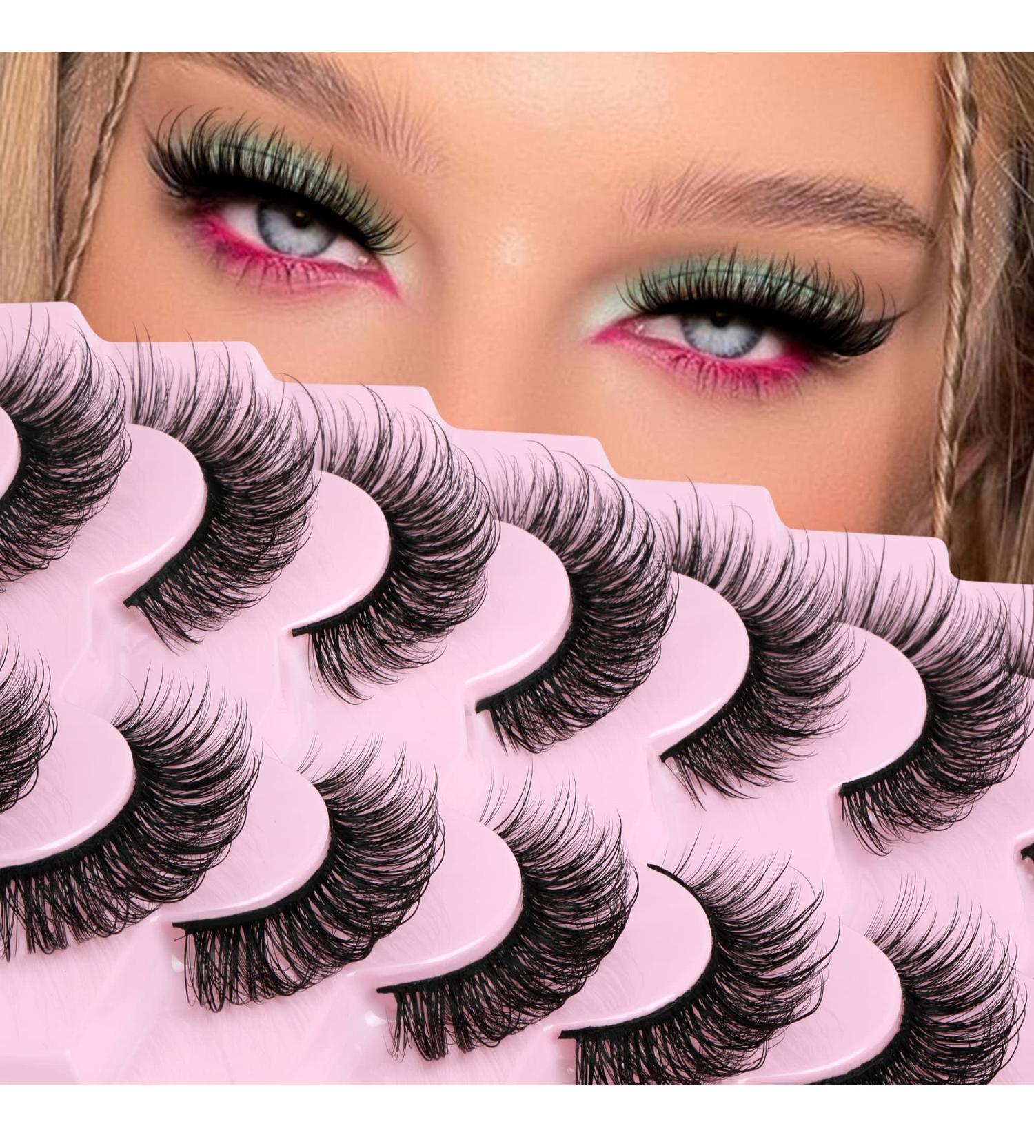 JIMIRE Faux Mink Fairy Lashes 3D Fluffy Peri Style Full Volume False Eyelashes Cat Eye 5D Multilayer Spiky Butterfly 15MM D Curly Fluffy Strip Fake Lashes 8 Pairs Pack - Buy Online on GoSupps.com