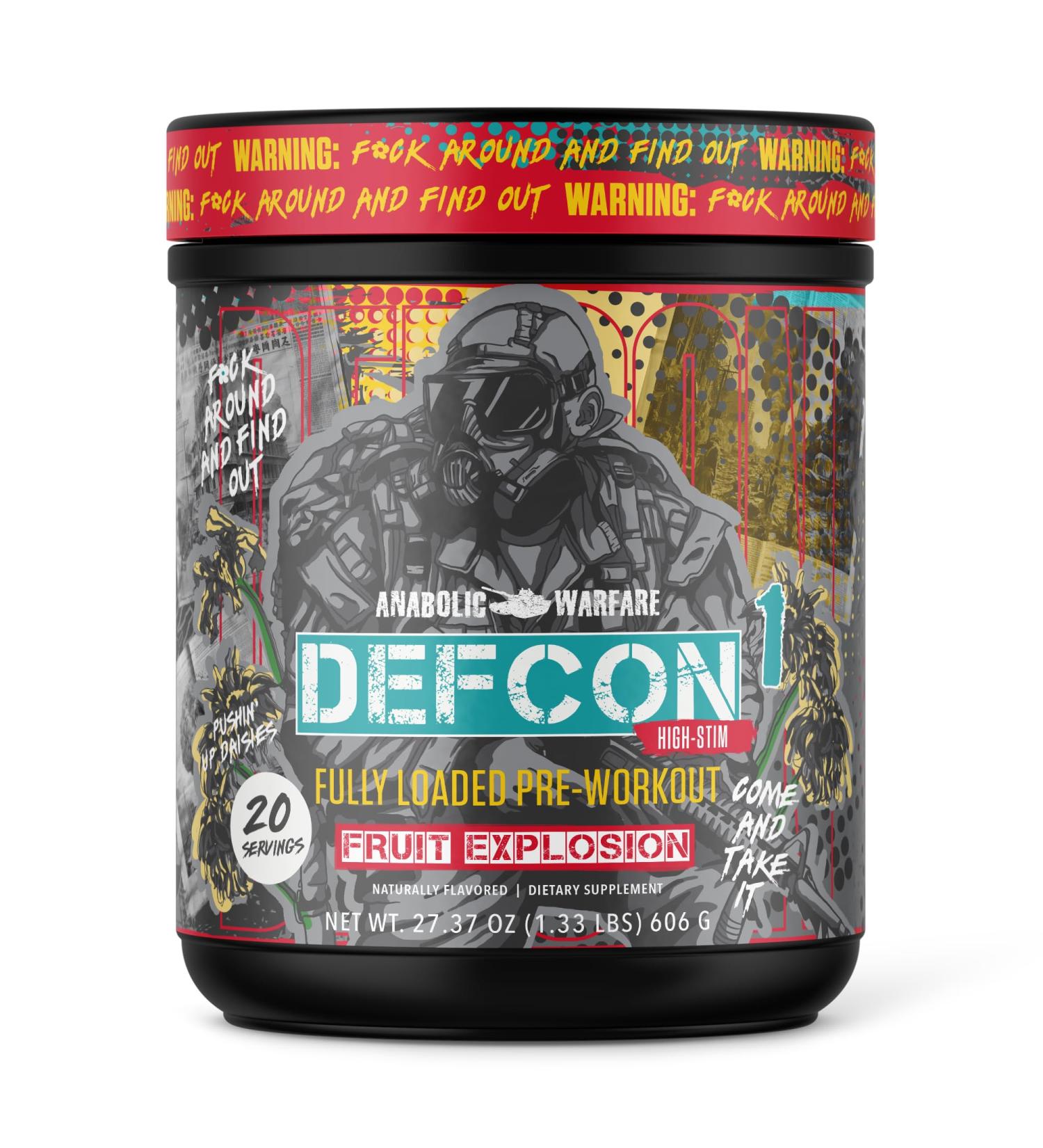 Anabolic Warfare Defcon1 High Stim High-Intensity Pre-Workout Powder (Fruit Explosion 20 Servings) Fruit Explosion - High Stim - Buy Online on GoSupps.com