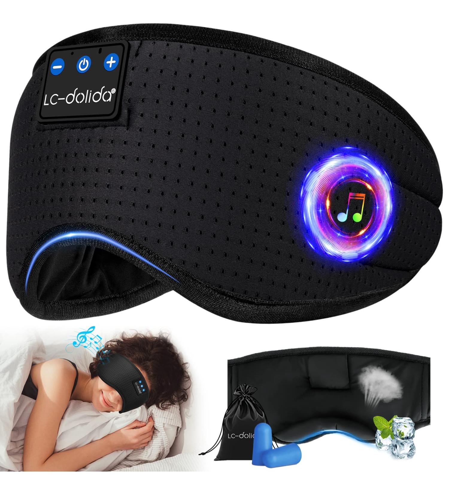 Sleep Headphones Breathable Bluetooth V5.4 Eye Mask Sleeping Headphones Wireless Eye Mask Sleep Earbuds for Side Sleeper Women Office Air Travel Cool Tech Gadgets Unique Gifts Loup Pour Dormir Black - Buy Online on GoSupps.com