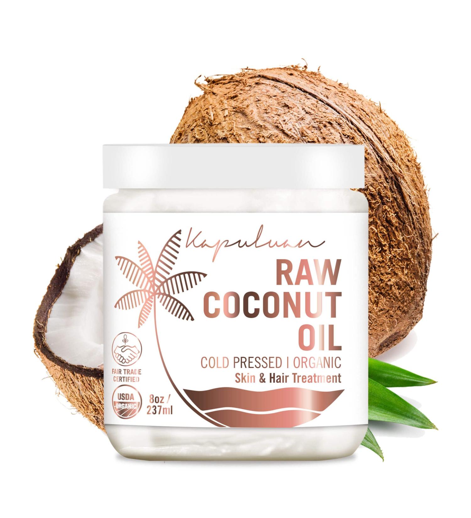 Organic Coconut Oil for Hair & Skin - Raw Extra Virgin, Cold Pressed with MCTs for Hair Growth - 8oz (Pack of 1) - Ideal for Body Care, Haircare, Babies, Dogs & Pets - Buy Online on GoSupps.com