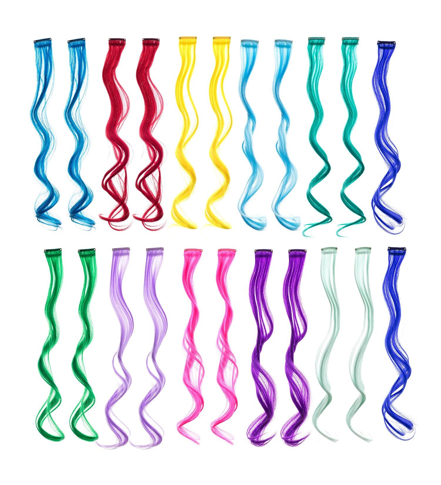SWACC 22 Pcs Colored Party Highlights Clip in Hair Extensions - Multi-Colors Synthetic Hairpieces - Buy Online on GoSupps.com