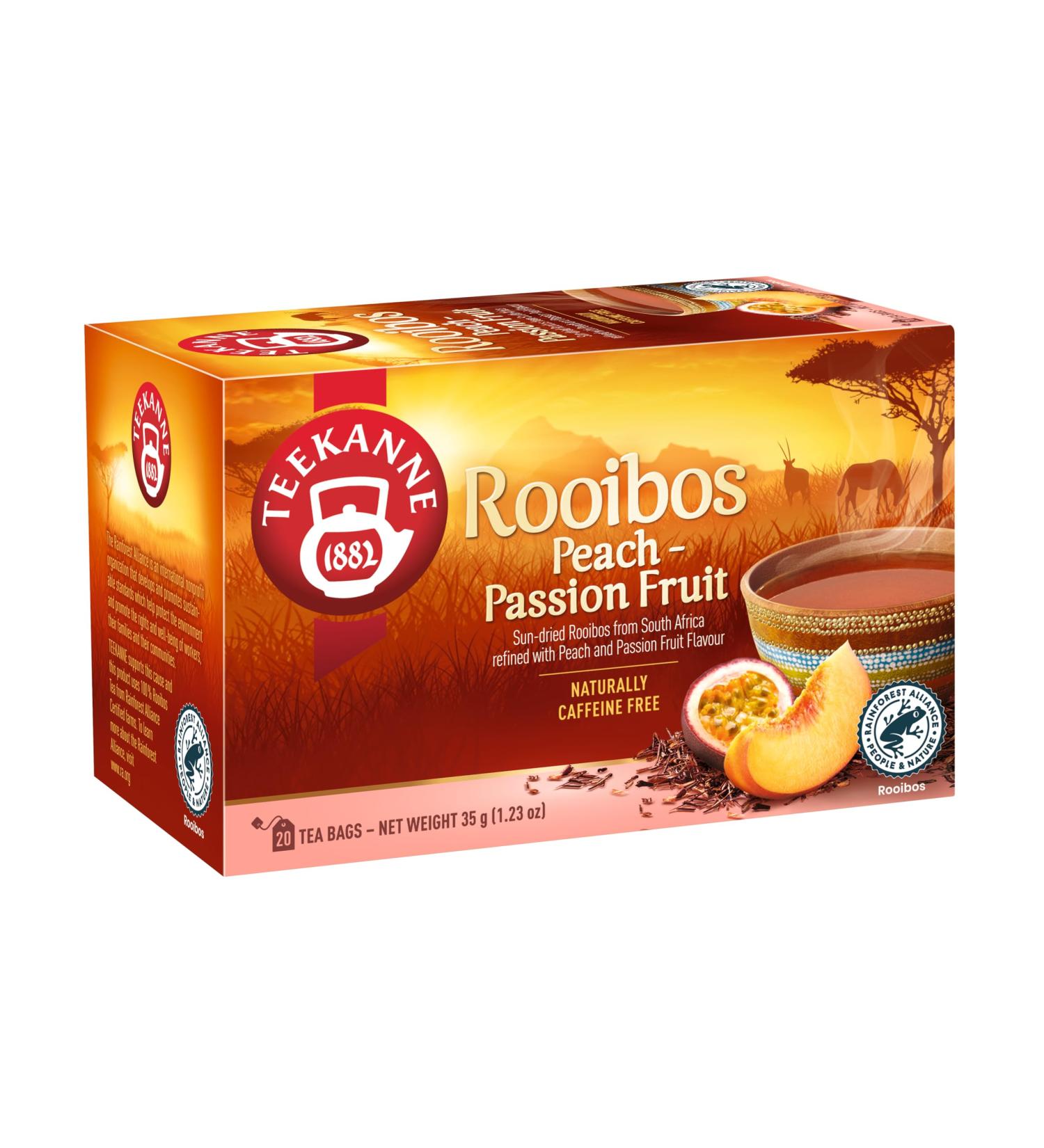 Teekanne Rooibos Refined with Peach and Passion Fruit Infusion Tea Sun Dried Rooibos From South Africa 20 Teabags - Buy Online on GoSupps.com