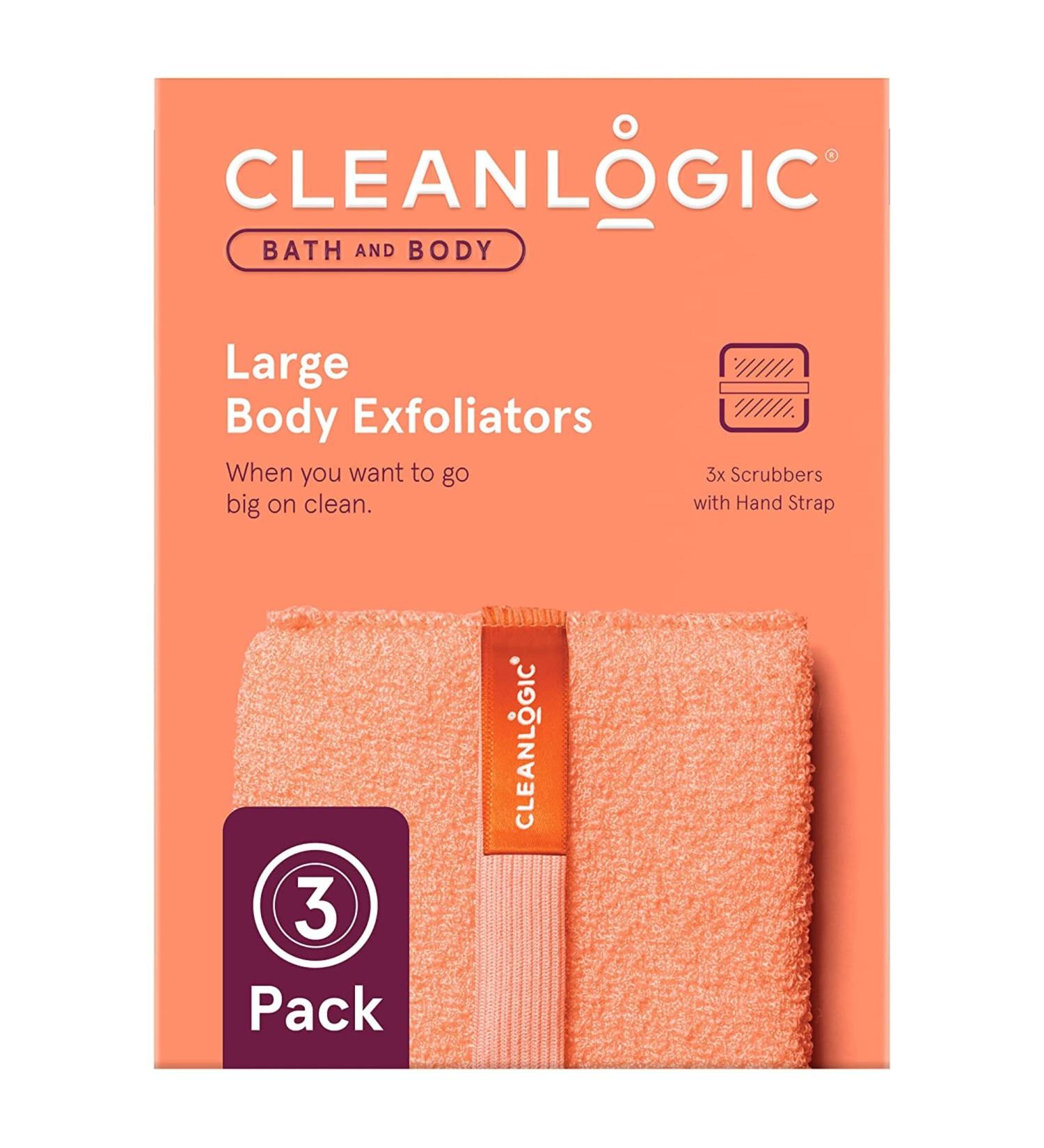 Cleanlogic Bath and Body Exfoliating Body Scrubber - Large Exfoliator Tool for Smooth, Soft Skin - Daily Skincare Routine - 3 Count Value Pack - Buy Online on GoSupps.com