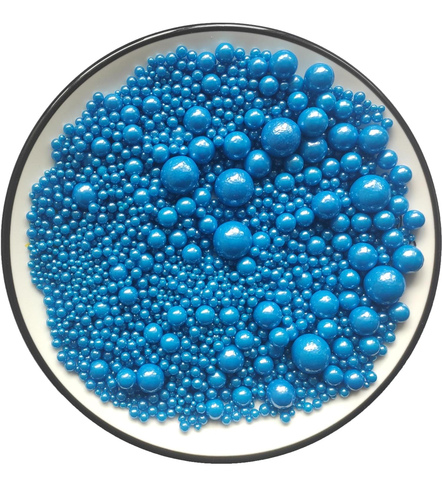 Edible royal blue sugar pearl sugar sprinkles |Dessert Strussel | cake cupcake topper |Cookie decorations |Sweet personalities sugar sprinkles for weddings and daily cake decorations pearls royal blue