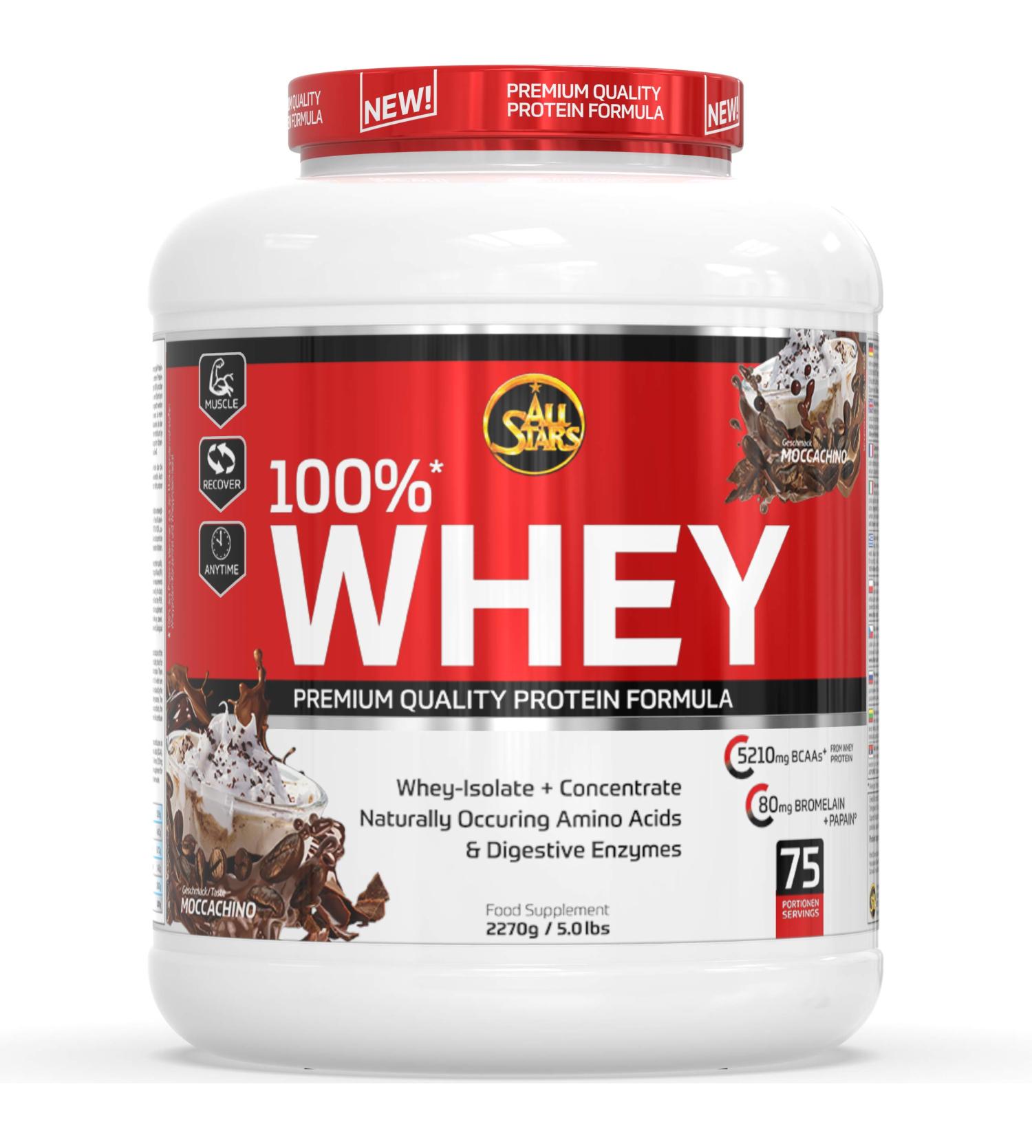 All Stars Whey Protein 2270g Mochaaccino | High-Quality Protein Powder | 22g Protein per Serving | Creamy Whey Isolate & Concentrate Shake - Buy Online on GoSupps.com