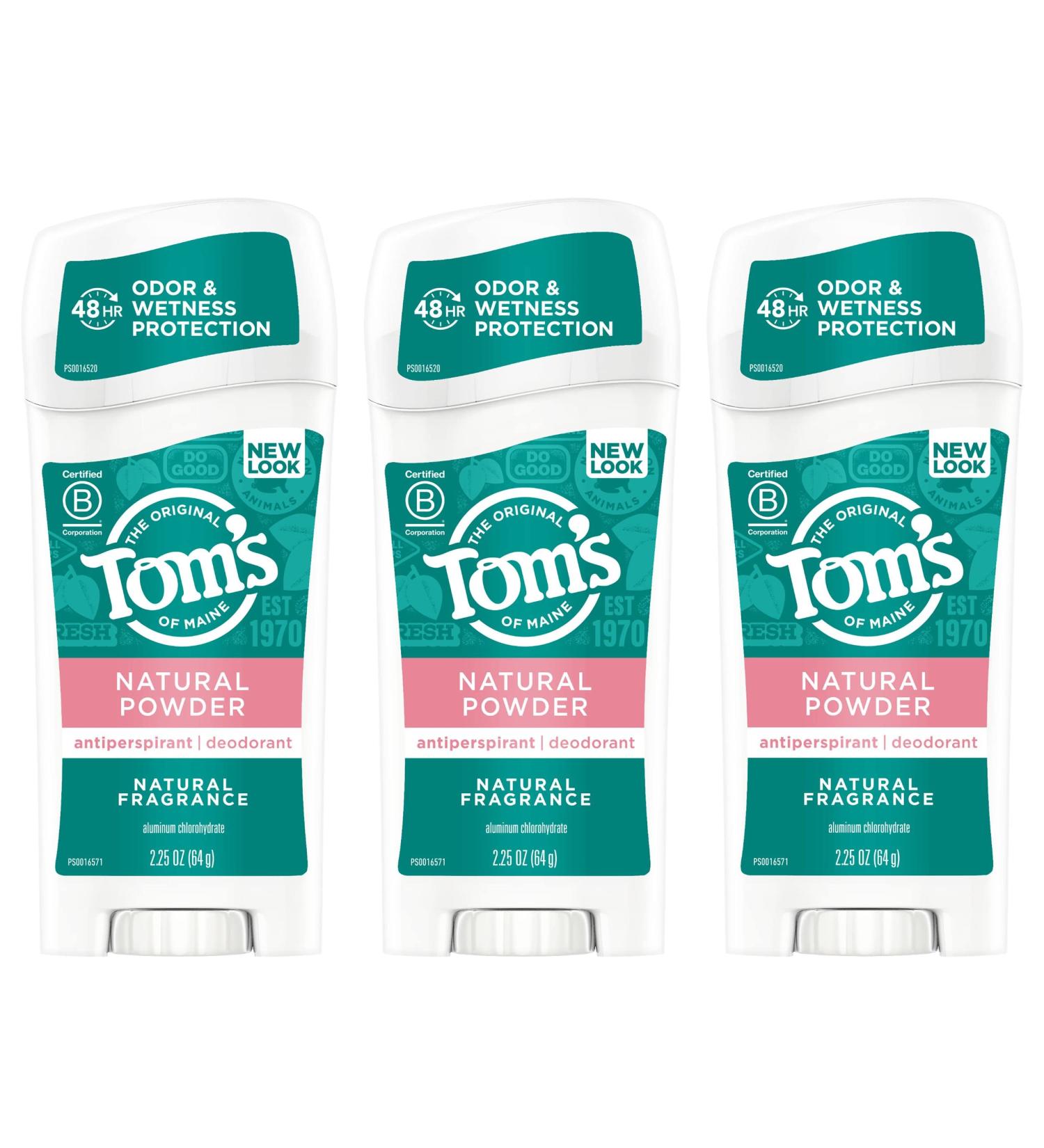 Tom's of Maine Women's Antiperspirant Deodorant 3-Pack, Natural Powder, 2.25 oz - Buy Online on GoSupps.com