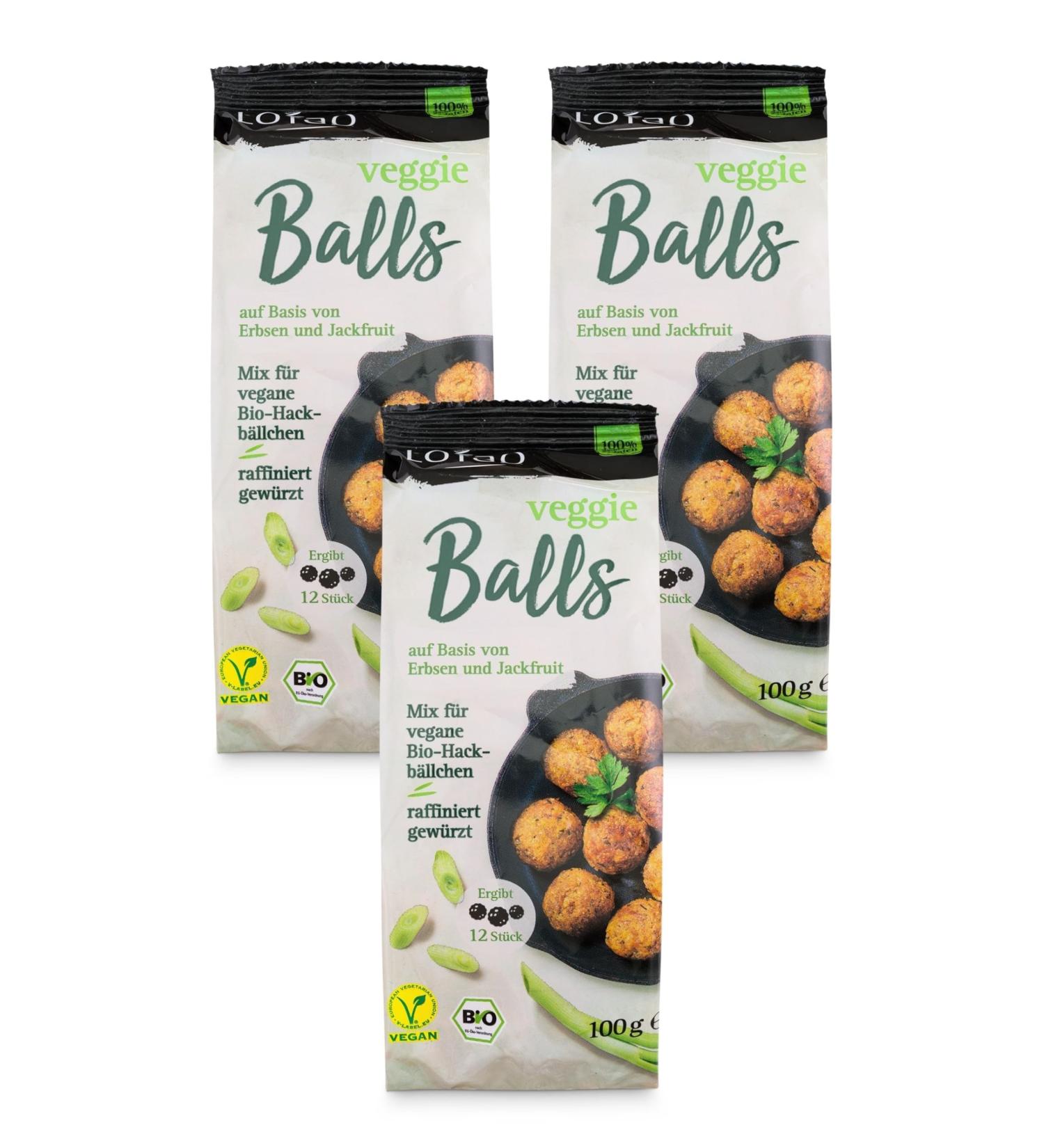 Spicy Lotao Veggie Balls | Vegan Meat Replacement | 3x100g Organic Pea Protein & Jackfruit Mix | Healthy Additive-Free Fricades & Boulettes - Buy Online on GoSupps.com