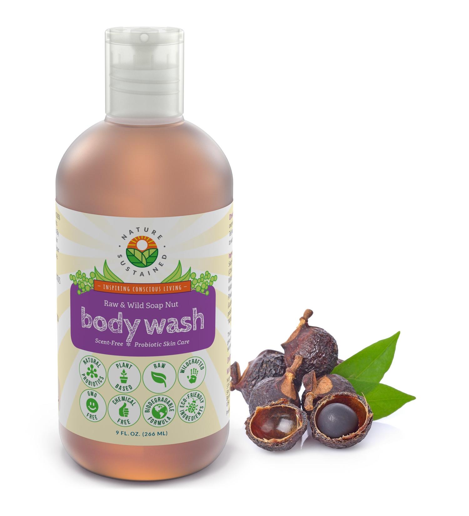 Nature Sustained Organic Body Wash & Face Wash Raw & Wildcrafted with Probiotics Soapberry Formula for Eczema & Psoriasis - Wild Plants Selected for Sensitive & Dry Skin 9oz Original Original 9 Fl Oz (Pack of 1) - Buy Online on GoSupps.com