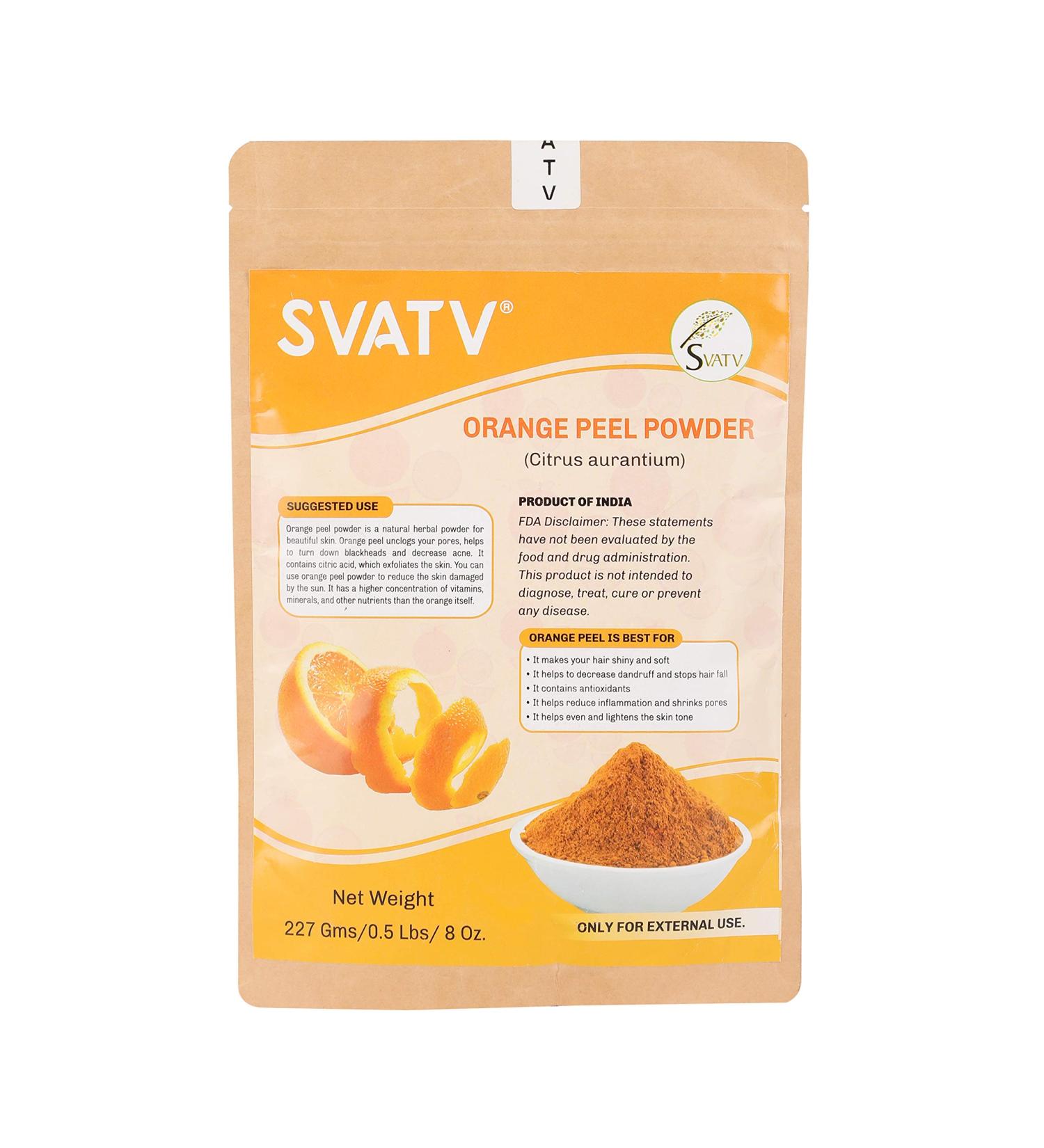 SVATV Orange Peel Powder 227g - Face Brightening, Skin Lightening, Deep Cleansing, Pore Minimizing with Vitamin C for Skin & Hair - Buy Online on GoSupps.com