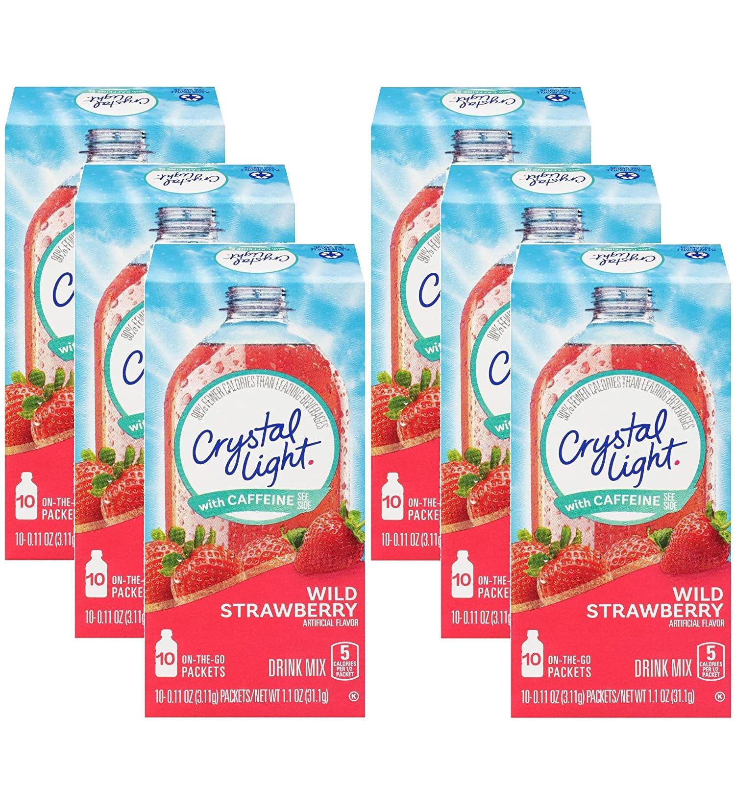 Crystal Light On The Go Wild Strawberry with Caffeine 10-Count Boxes (Pack of 6) - Buy Online on GoSupps.com