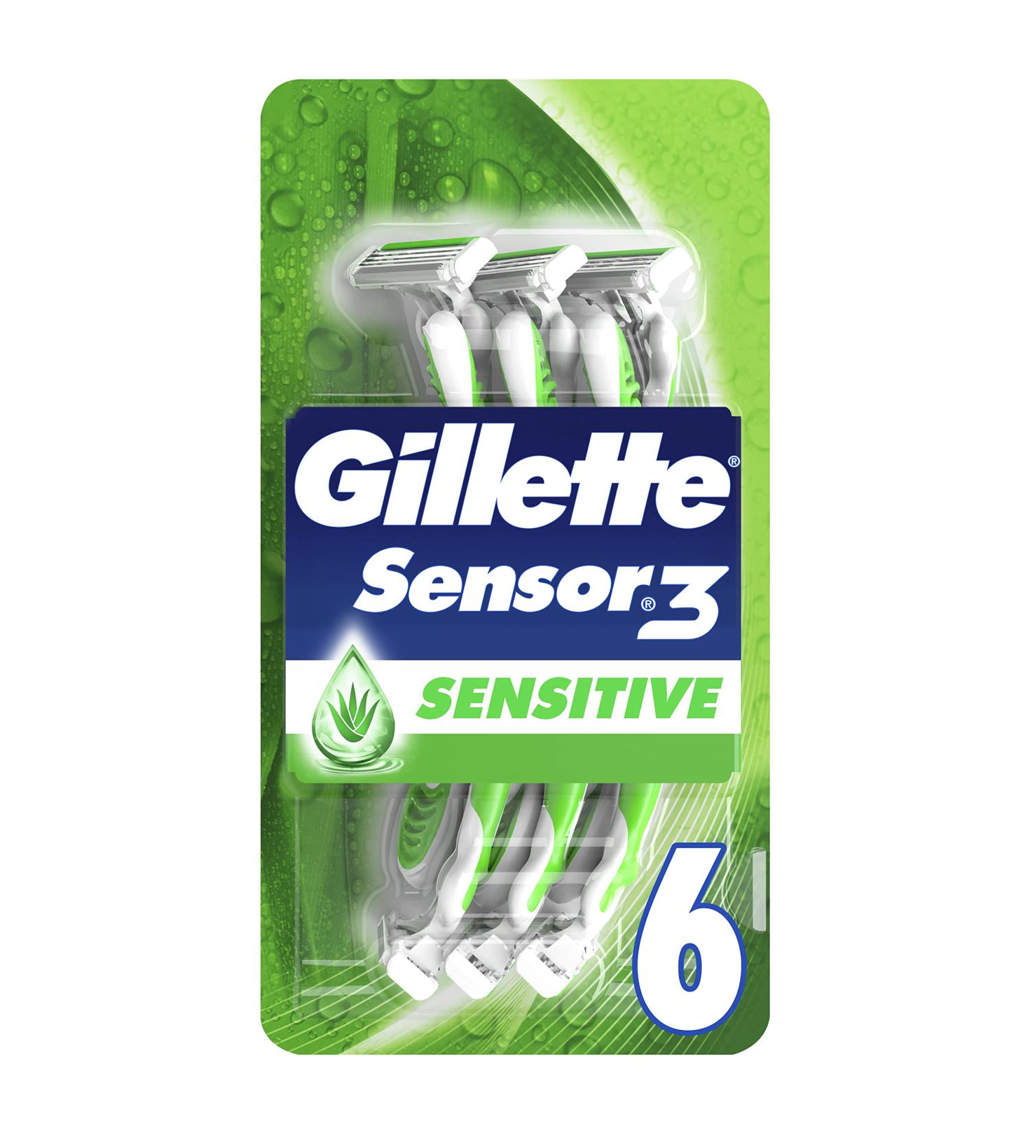 Buy Gillette Sensor3 Sensitive Disposable Razors for Men x6 - Smooth Shaving International Shipping - Buy Online on GoSupps.com
