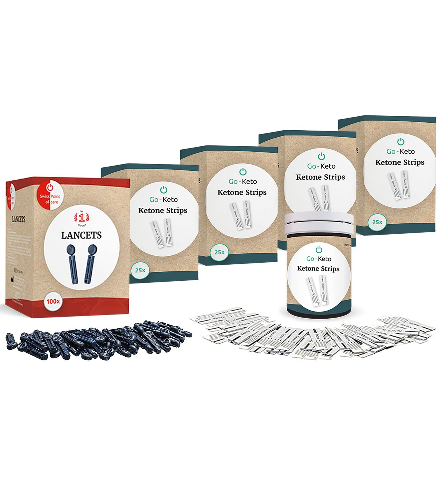 Buy Go-Keto Ketone Bundle: 100 Test Strips & 100 Lancets for Accurate Ketone Monitoring - Buy Online on GoSupps.com