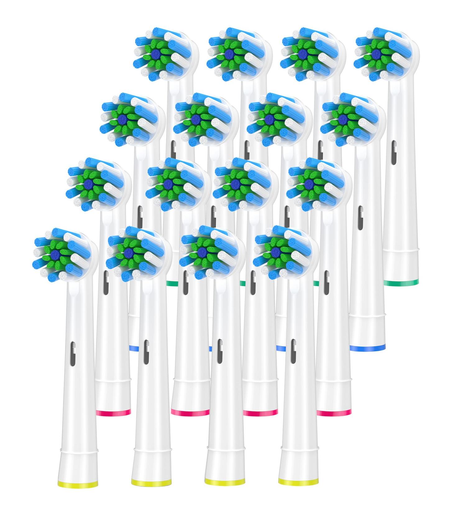 Zegupal 16Count Toothbrush Heads for Oral B Electric Toothbrush - White Cross Clean Refill for Braun Medium Brush Heads - Buy Online on GoSupps.com