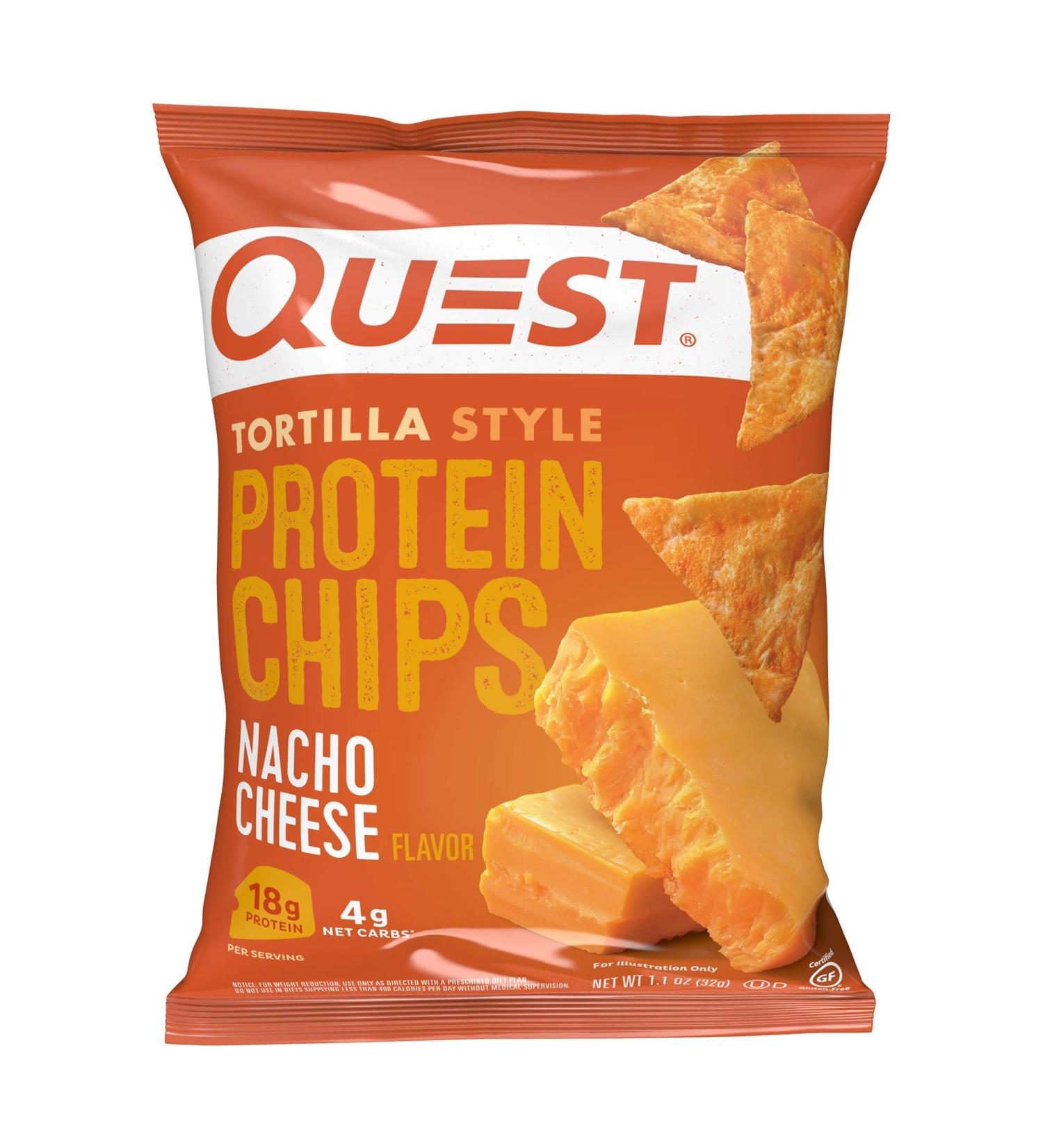 Quest Nutrition Tortilla Style Protein Chips - Low Carb Nacho Cheese, 1.1 Ounce (Pack of 12) - Buy Online on GoSupps.com