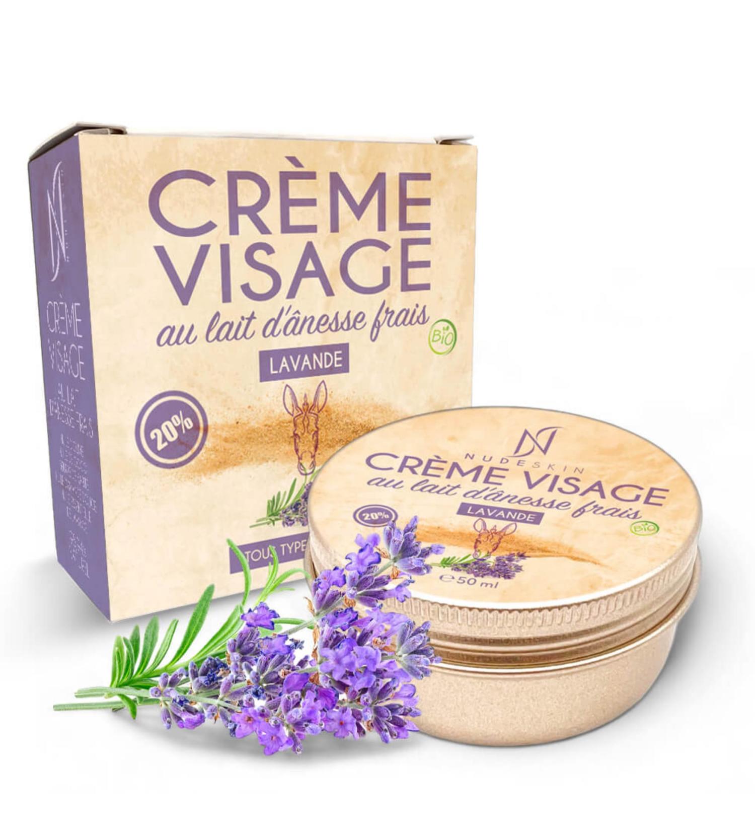 Nude Skin - Face Cream 20% Fresh and Organic Donkey Milk 50 ml | Fine Lavender Essential Oil | Day and Night Moisturizing Care for Sensitive Skin | | Velvety and Creamy | Made in France - Buy Online on GoSupps.com