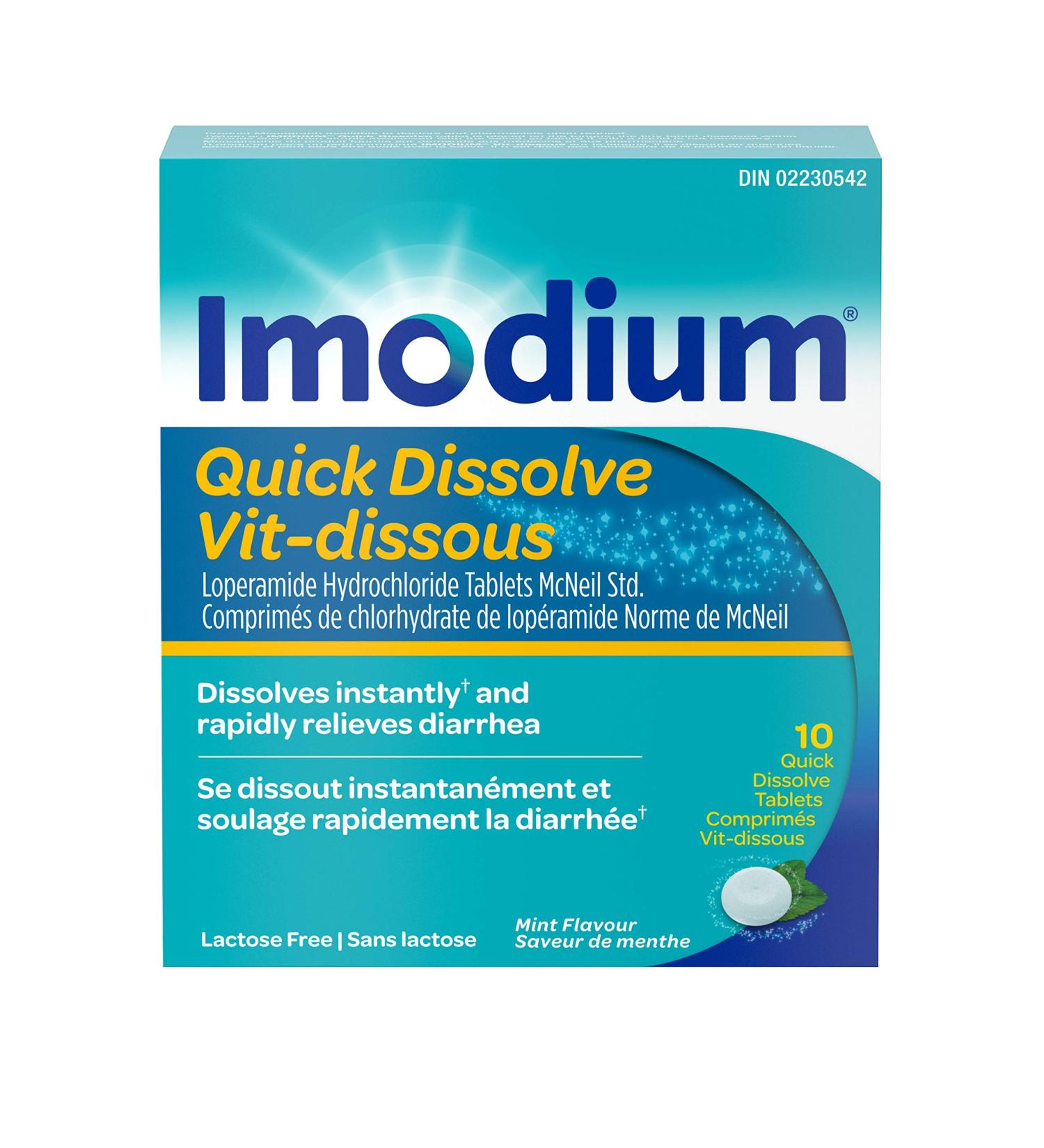 Imodium Diarrhea Relief Quick-Dissolve Mint Flavour Tablets Quick Dissolve Diarrhea Relief Loperamide Hydrochloride 10 Count 10 Count (Pack of 1) - Buy Online on GoSupps.com