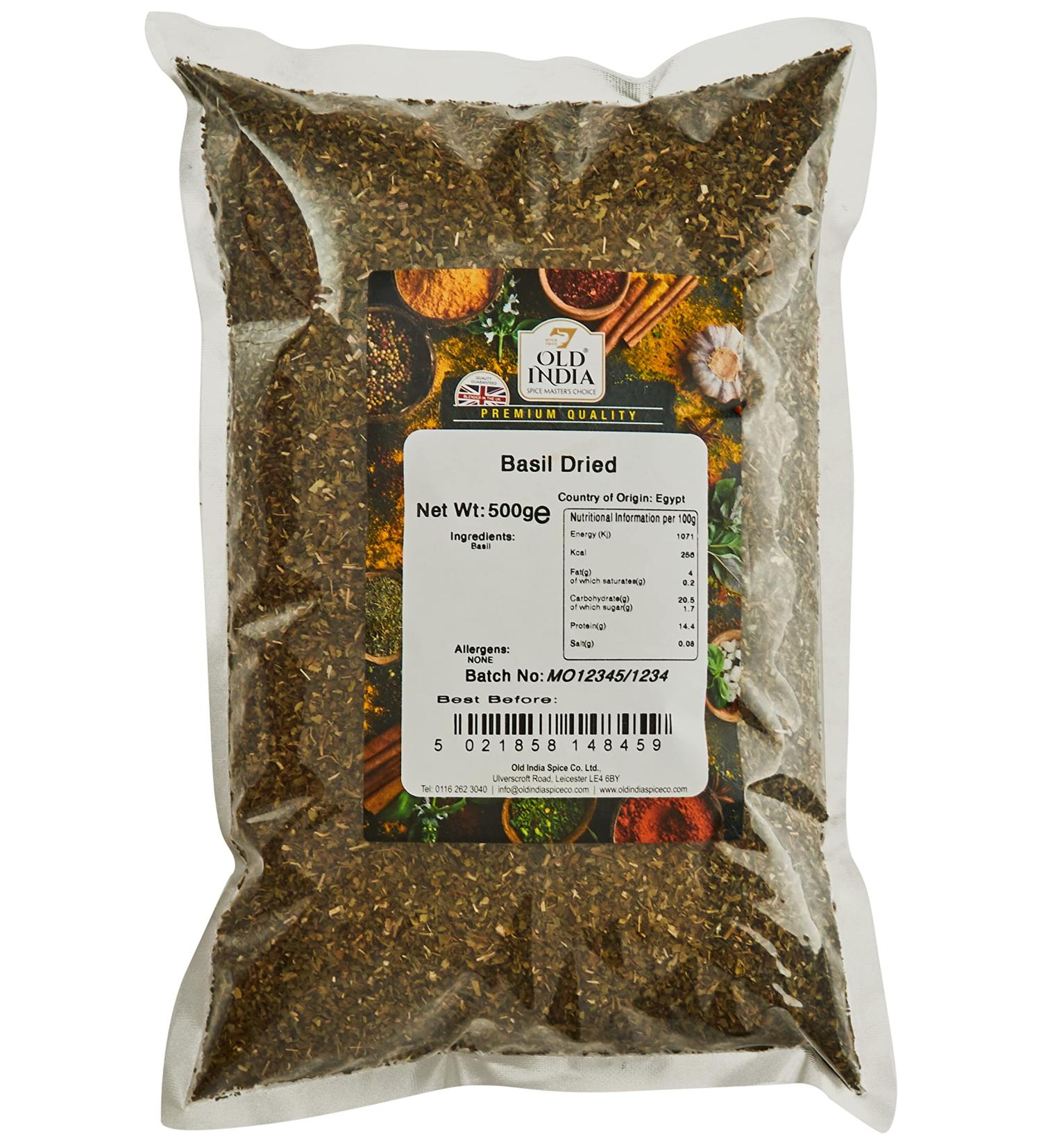 Old India Basil Dried 500g - Premium Quality Dried Basil Leaves for Cooking and Seasoning - Buy Online on GoSupps.com