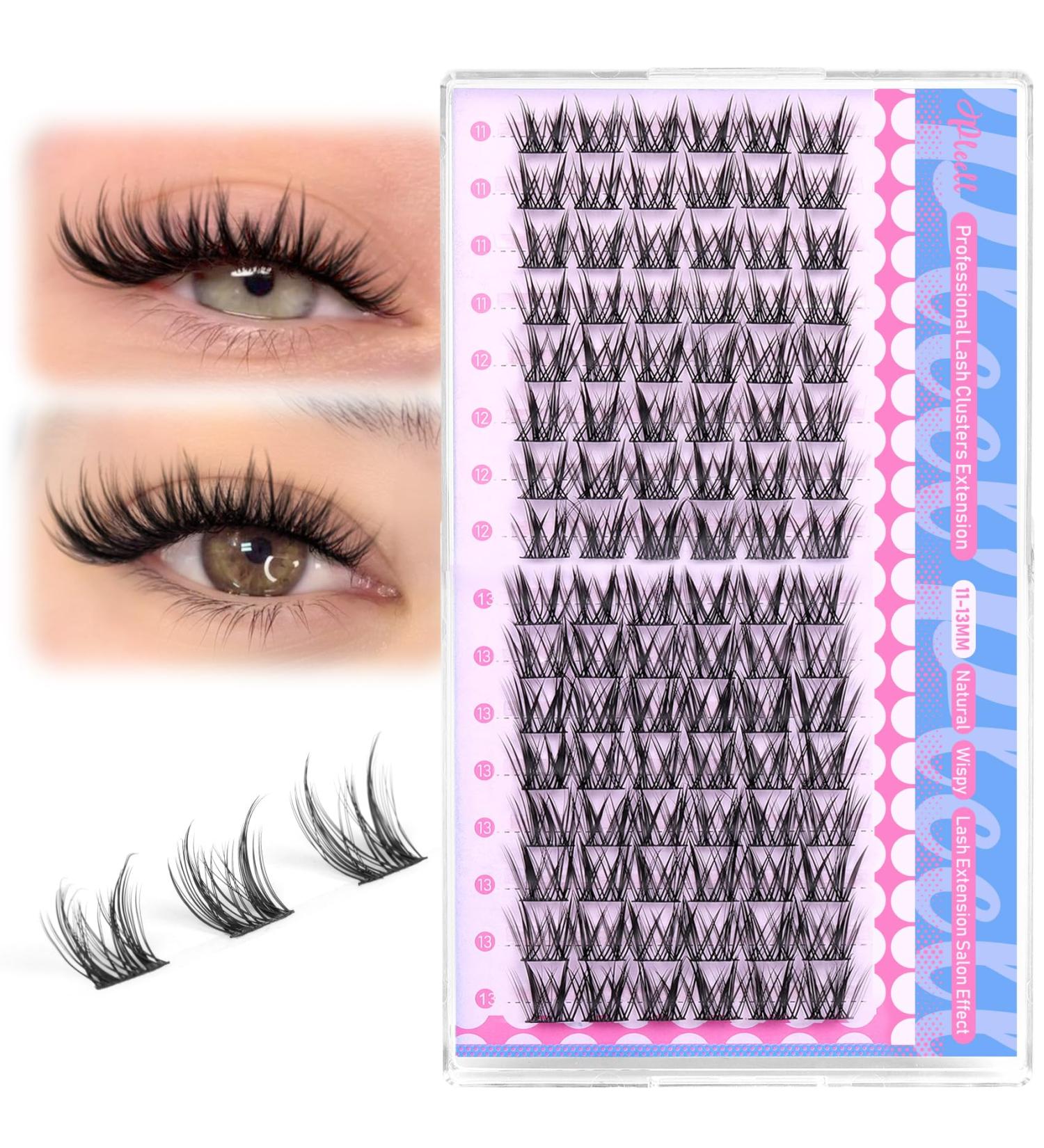 Buy Wispy Lash Clusters - 10-13mm CC Curl Eyelash Extensions | 96 Pcs Natural Look Eyelash Clusters by Pleell - Buy Online on GoSupps.com