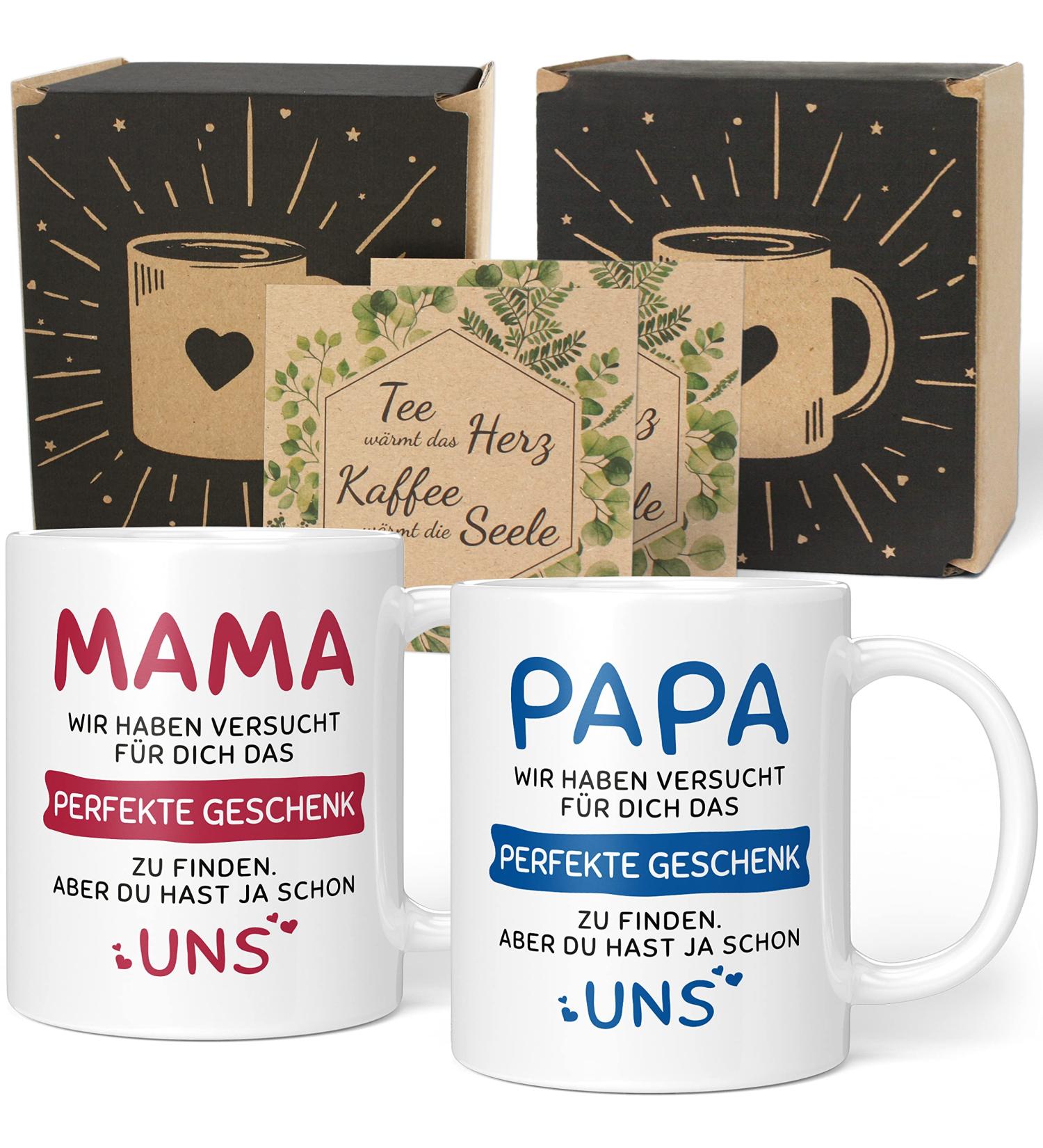 Unique Mama Papa Gift Set - Perfect Christmas Gifts for Parents & Kids | Ceramic Cups with Heartfelt Sayings - 2 Set (330ml) - We - Red & Blue - Buy Online on GoSupps.com