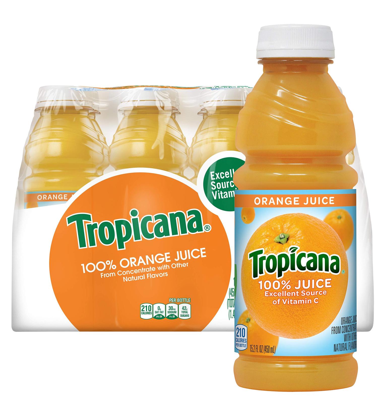 Buy Tropicana Orange Juice 15.2 Fl Oz Bottles - Pack of 12 | 100% Pure Orange Juice - Buy Online on GoSupps.com