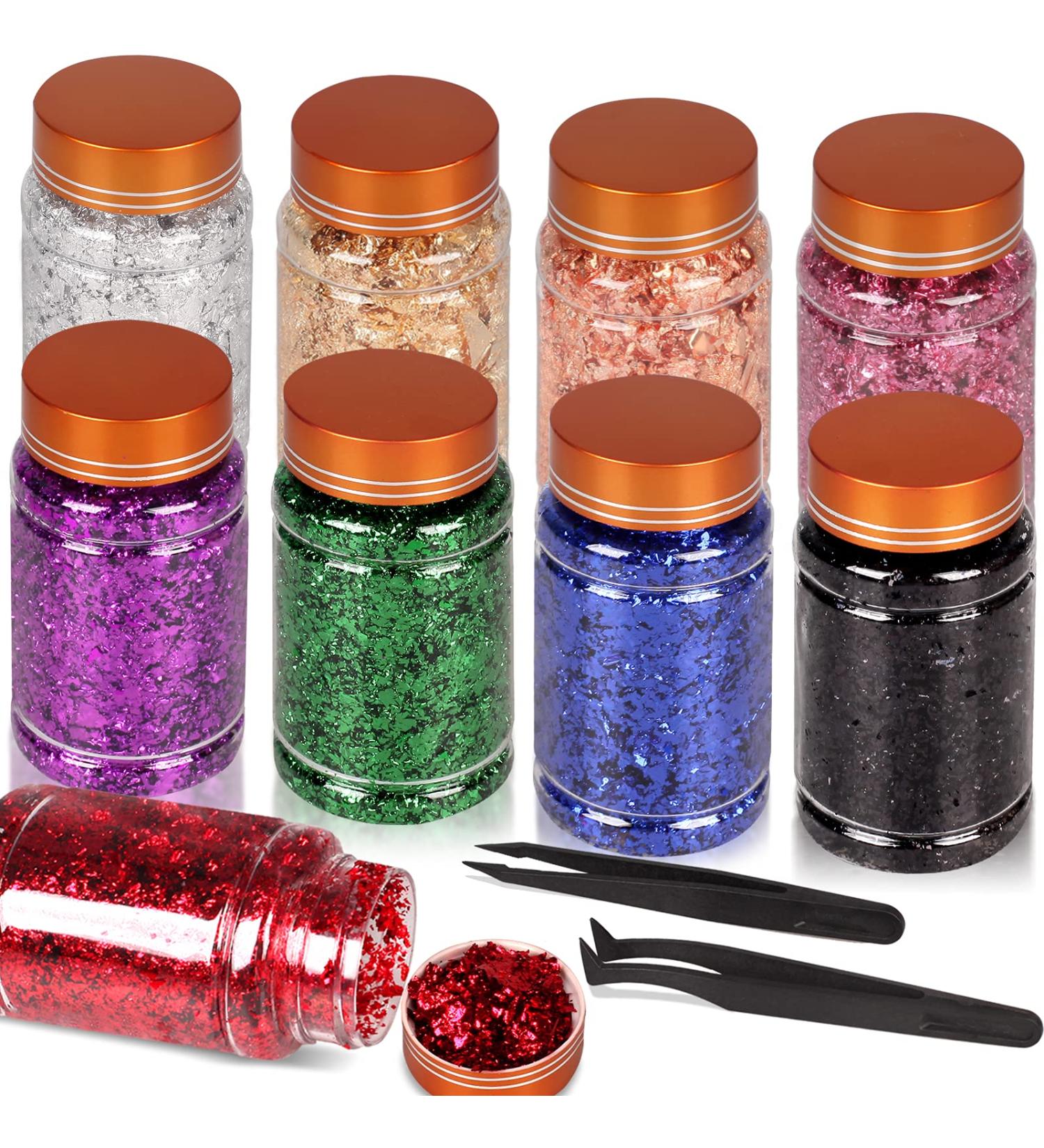 Gilding Flakes Set - Gold Foil for Resin Art, Painting, Crafts & Nail Art - 9 Boxes Metallic Flakes - Buy Online on GoSupps.com