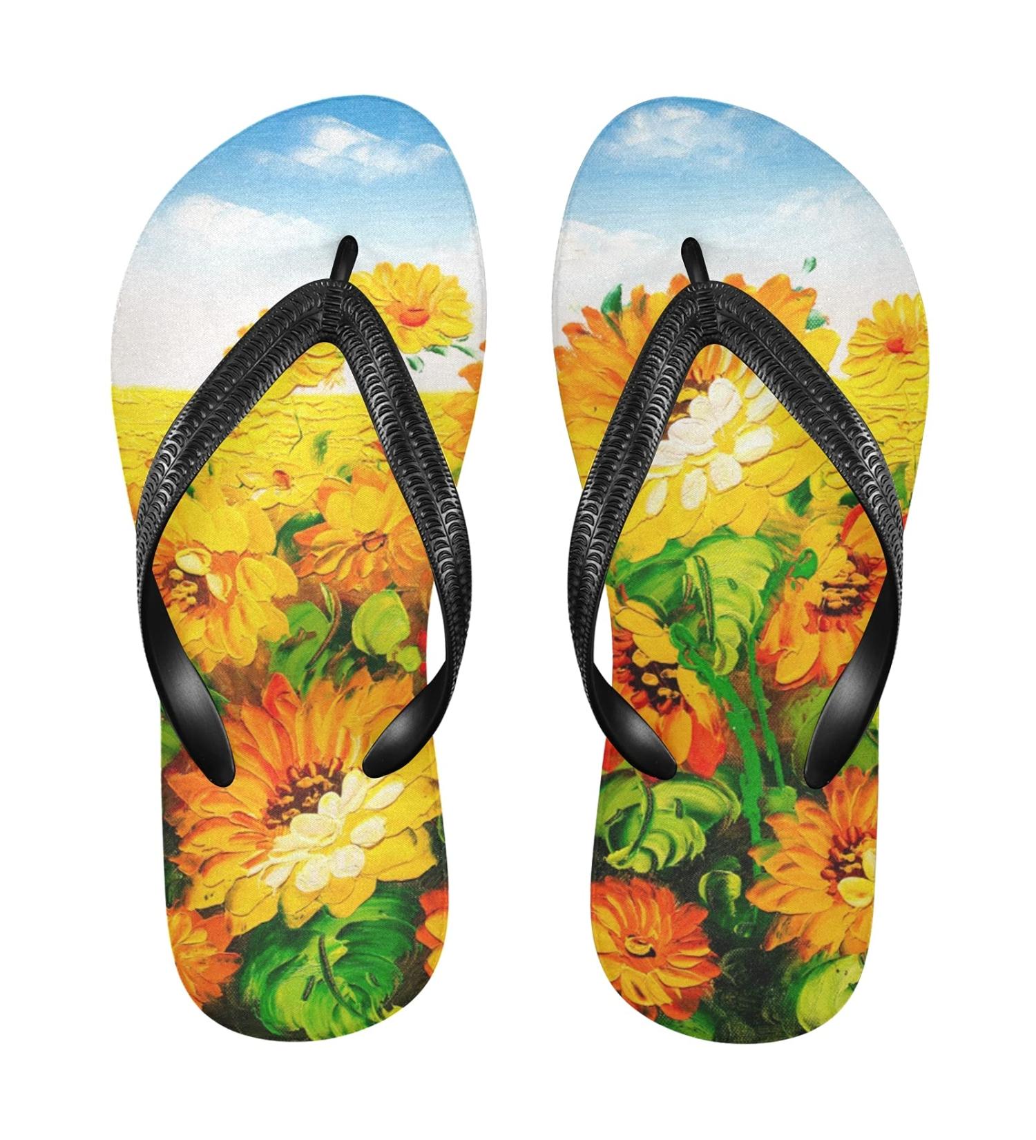 Mnsruu Daisy Floral Cloud Flip Flops - Stylish Sandals for Men & Women | Perfect for Home Hotel Spa & Travel - Buy Online on GoSupps.com