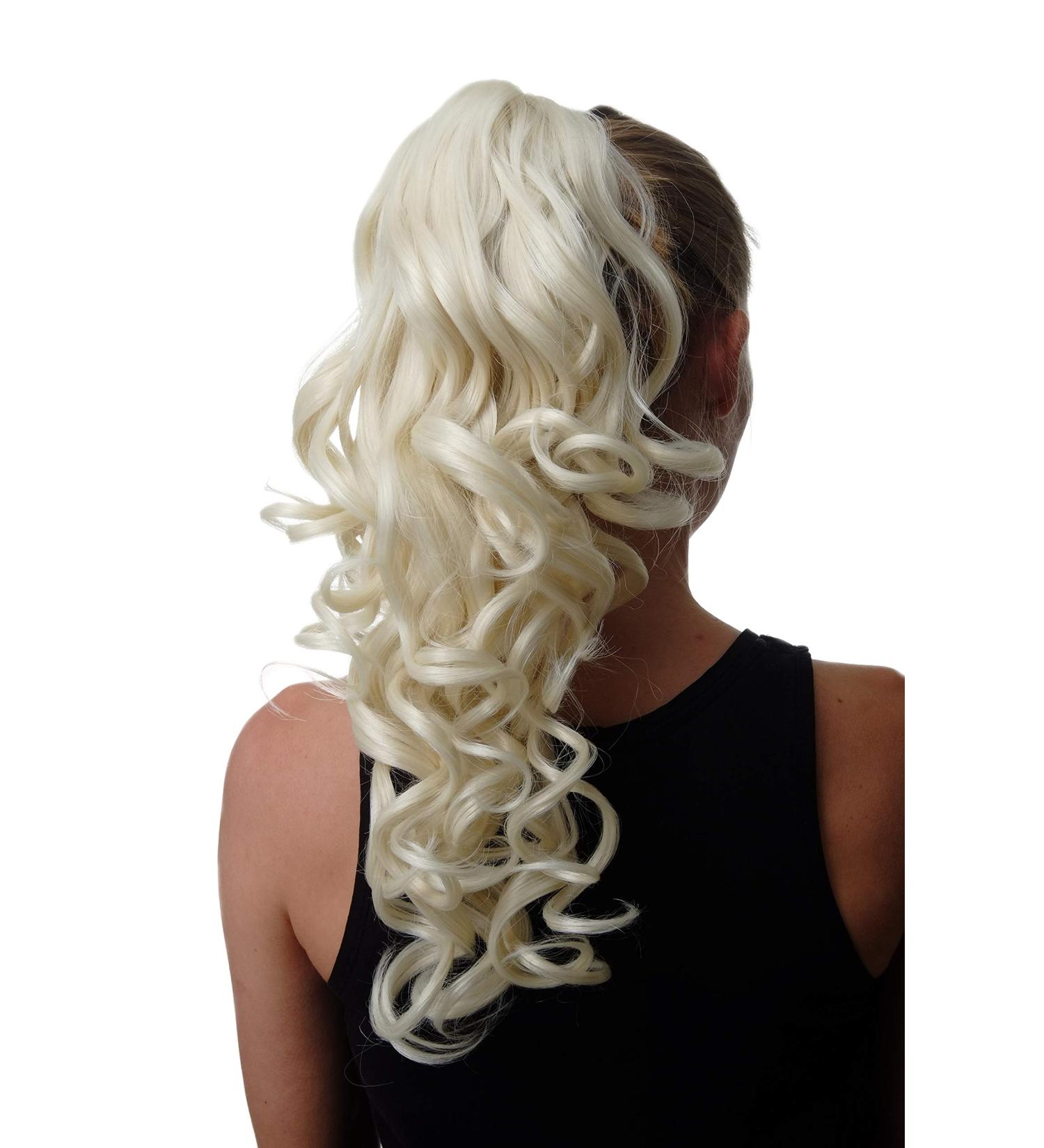 WIG ME UP SA09-613 Long 50 cm Curly Platinum Blonde Ponytail Braid - Premium Hairpiece for Stunning Looks - Buy Online on GoSupps.com