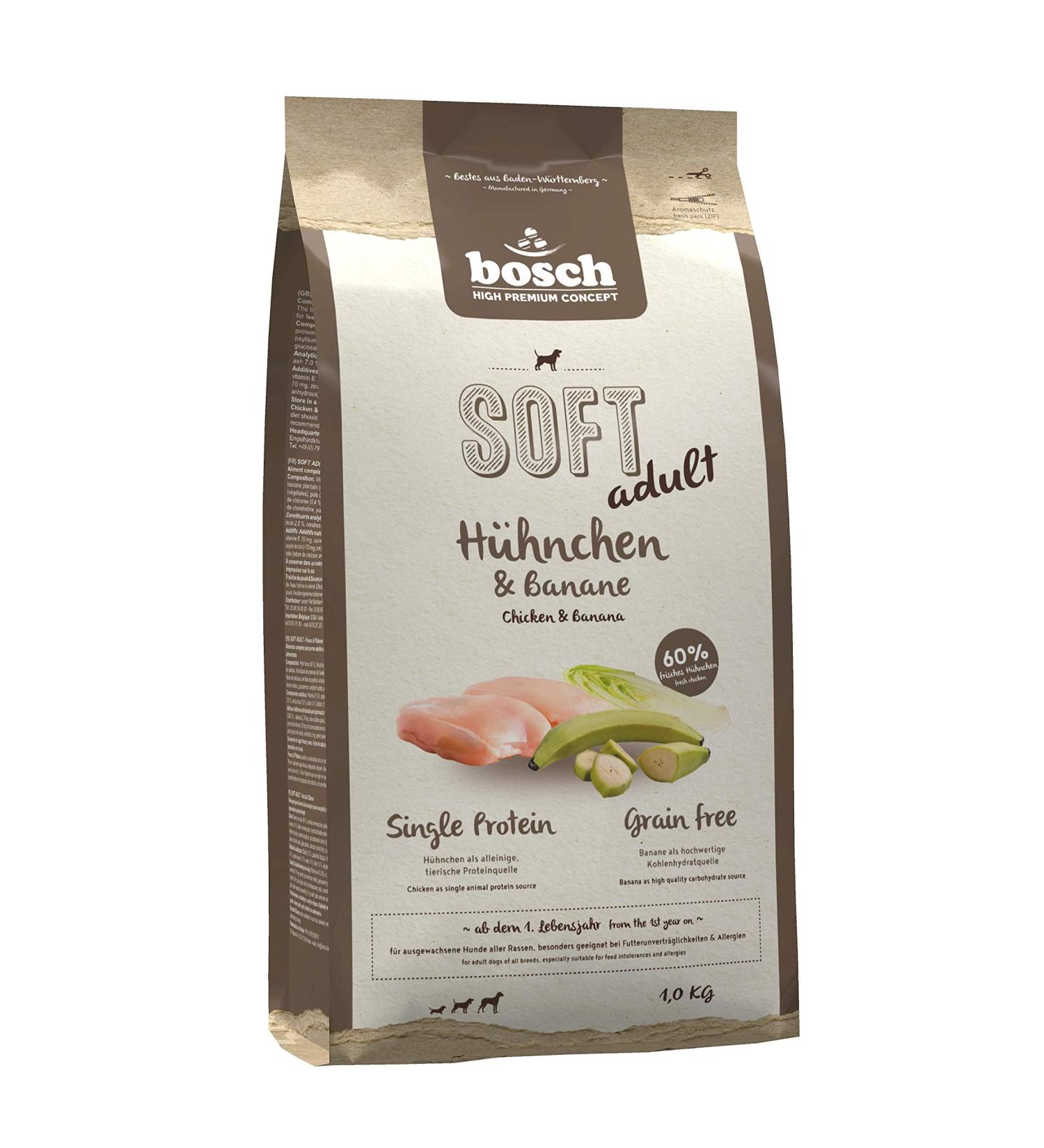 Bosch HPC Soft Chicken & Banana Grain-Free Half-Moist Dog Food for All Breeds | 1 kg Pack - Buy Online on GoSupps.com