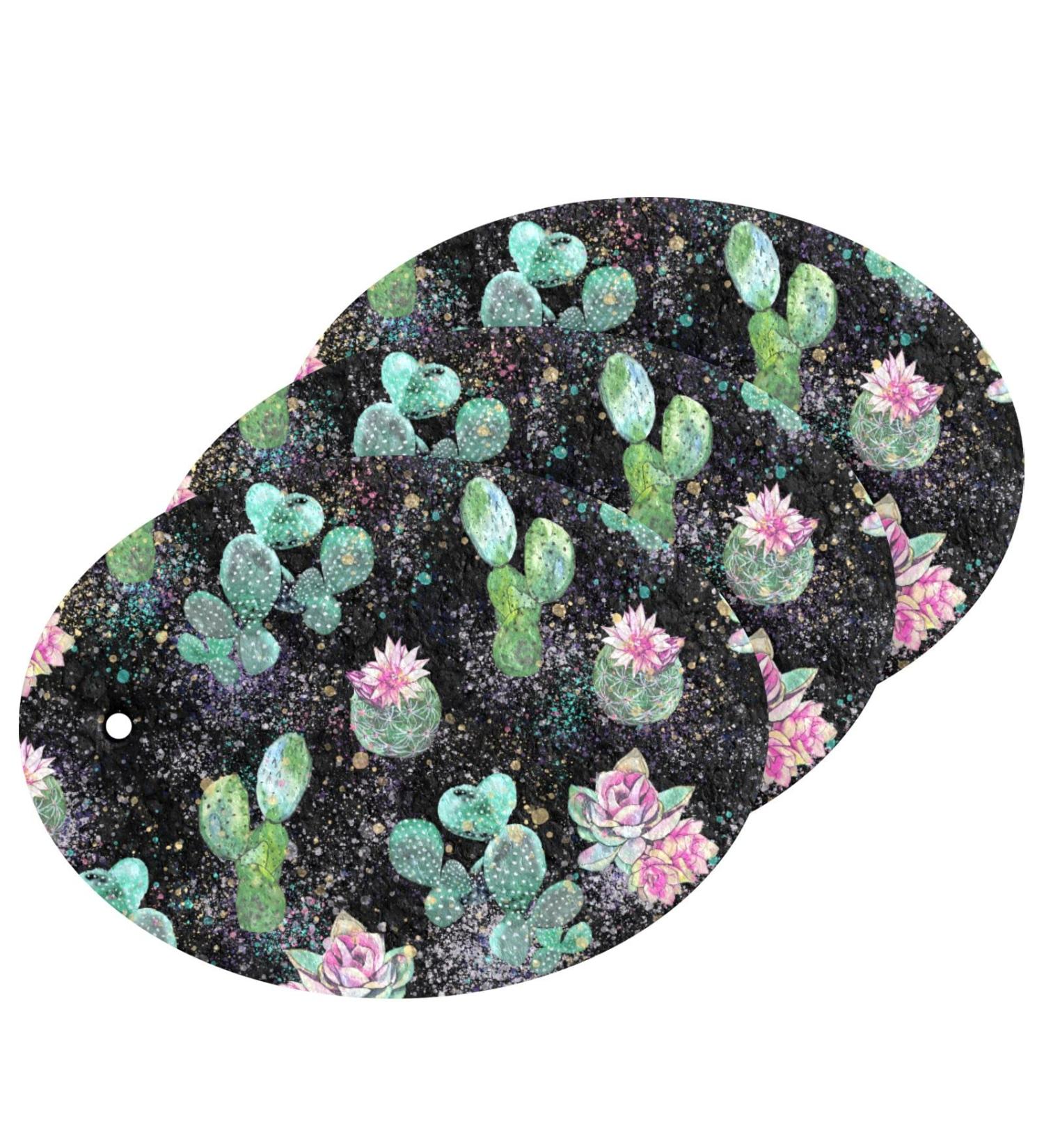 3-Pack Cleaning Kitchen Sponges Oval Cactus Flower Kitchen Cellulose Dishwashing Wood Pulp Cotton - Buy Online on GoSupps.com