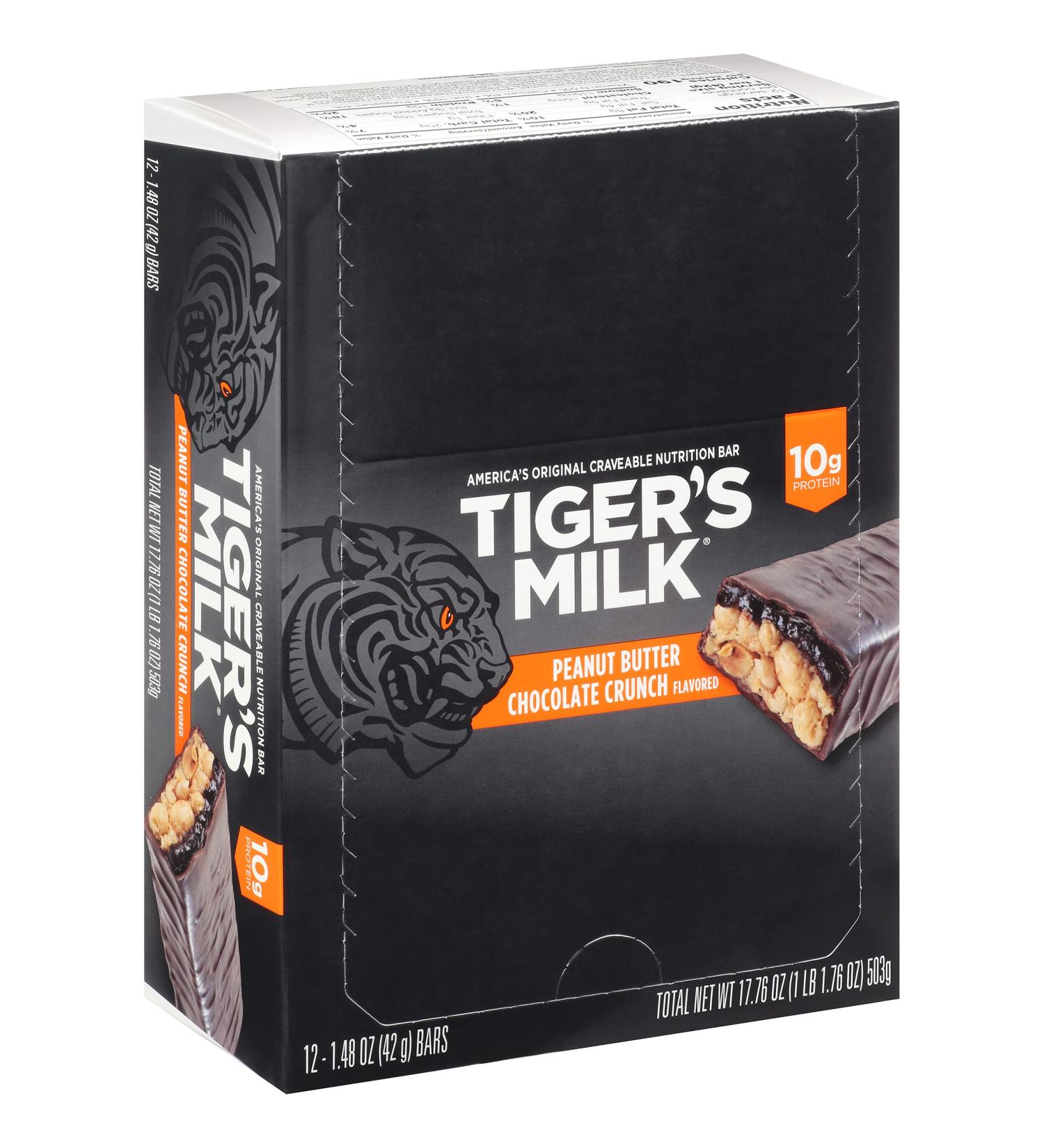 Tiger's Milk Protein Bar - Peanut Butter Chocolate Crunch | 12 Count - Buy Online on GoSupps.com