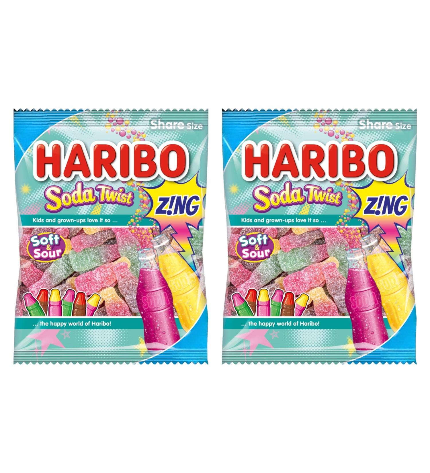 Soda Twist Zing Bottles Fizzy Gummy Sugar Coated Sweets 175g - 2x Share Bags - Buy Online on GoSupps.com