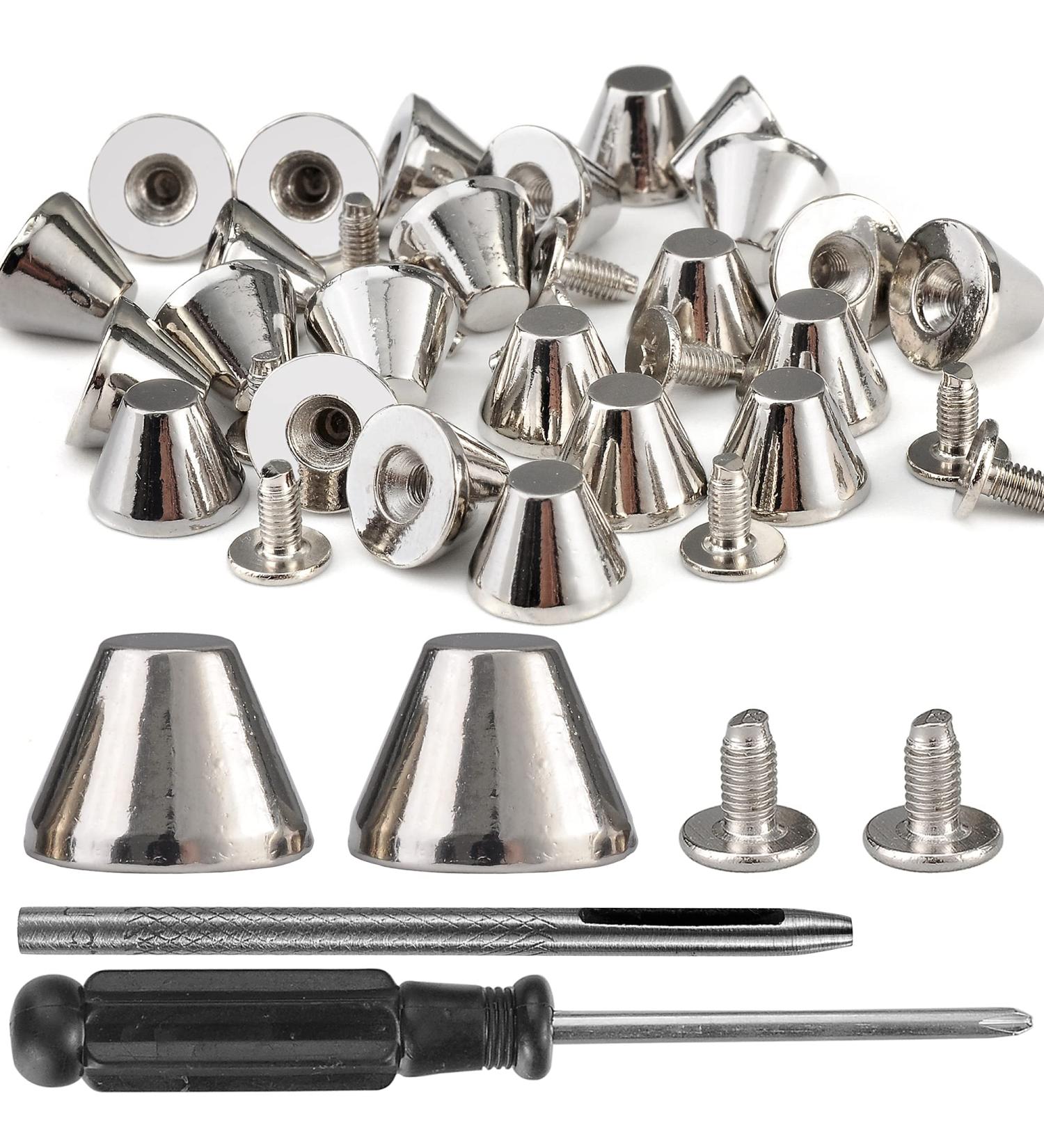 YORANYO 30 Sets 5/16 Silver Barrel Spikes & Studs Kit - Perfect for Handbags, Shoes, Leather Craft, and More - Buy Online on GoSupps.com