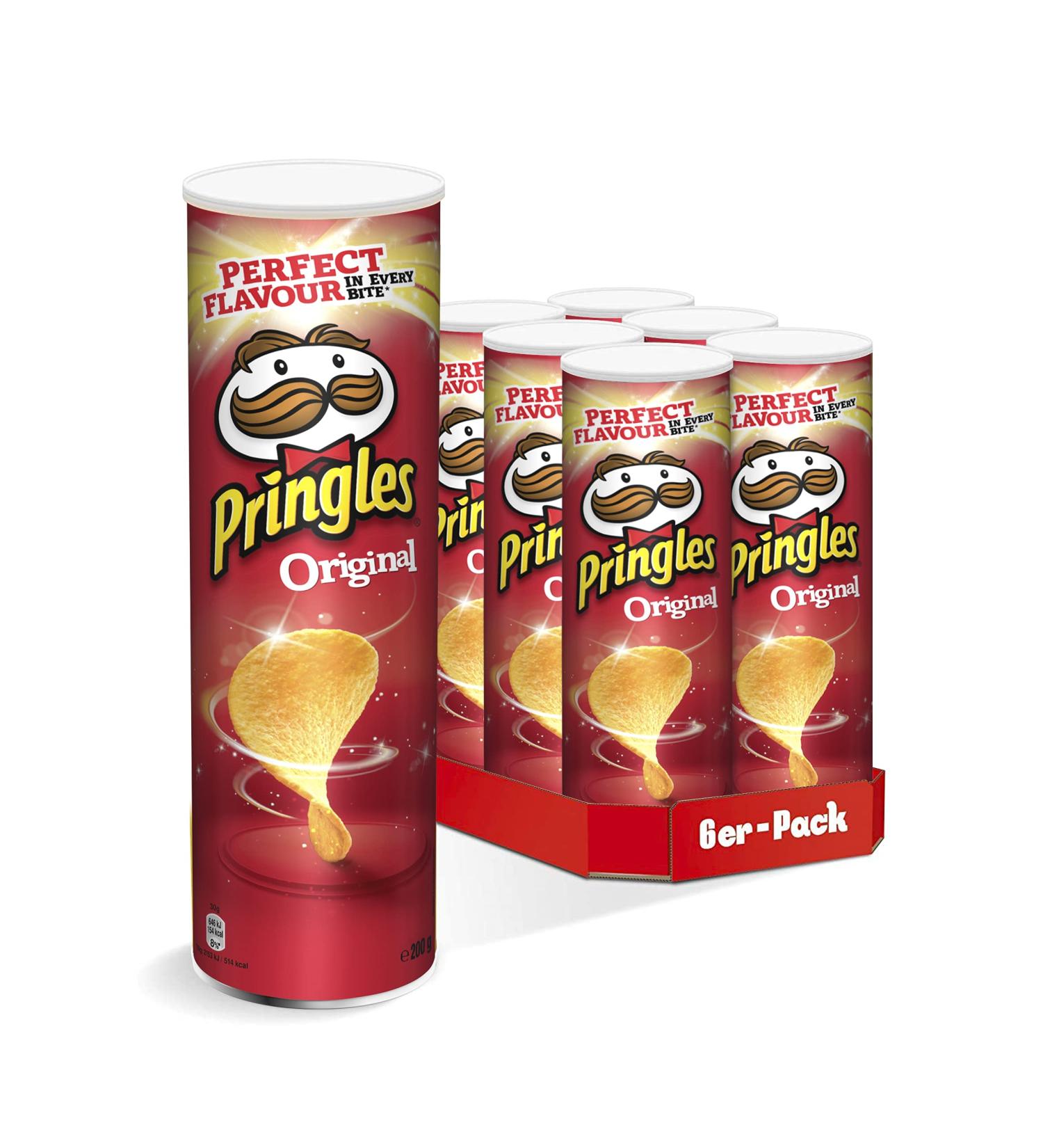 Pringles Original Vegan Chips | 6-Pack Party Size (6 x 200g) - Perfect Snack for Any Occasion - Buy Online on GoSupps.com