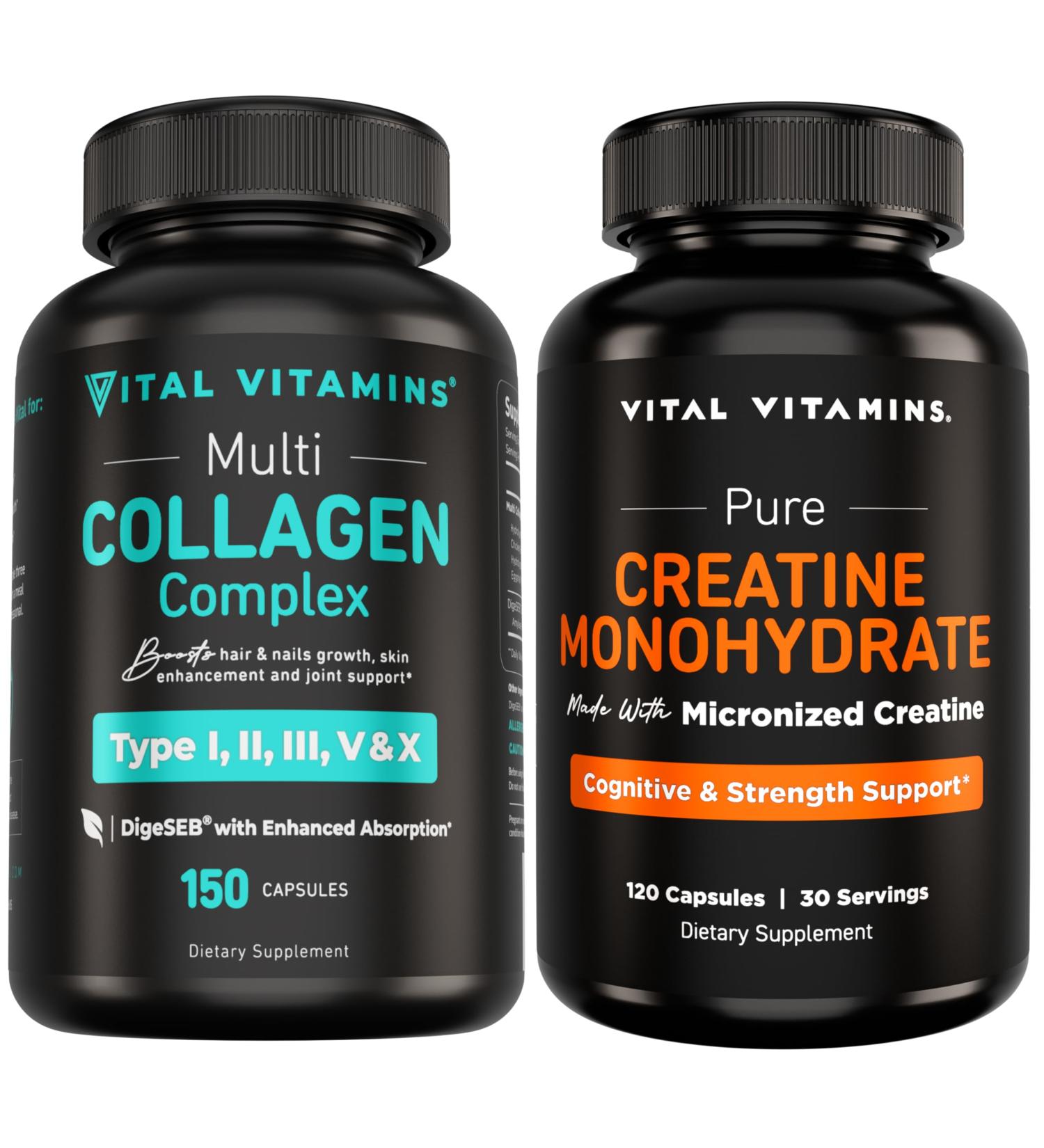 Vital Vitamins Multi Collagen + Creatine Monohydrate Capsules - Buy Online on GoSupps.com