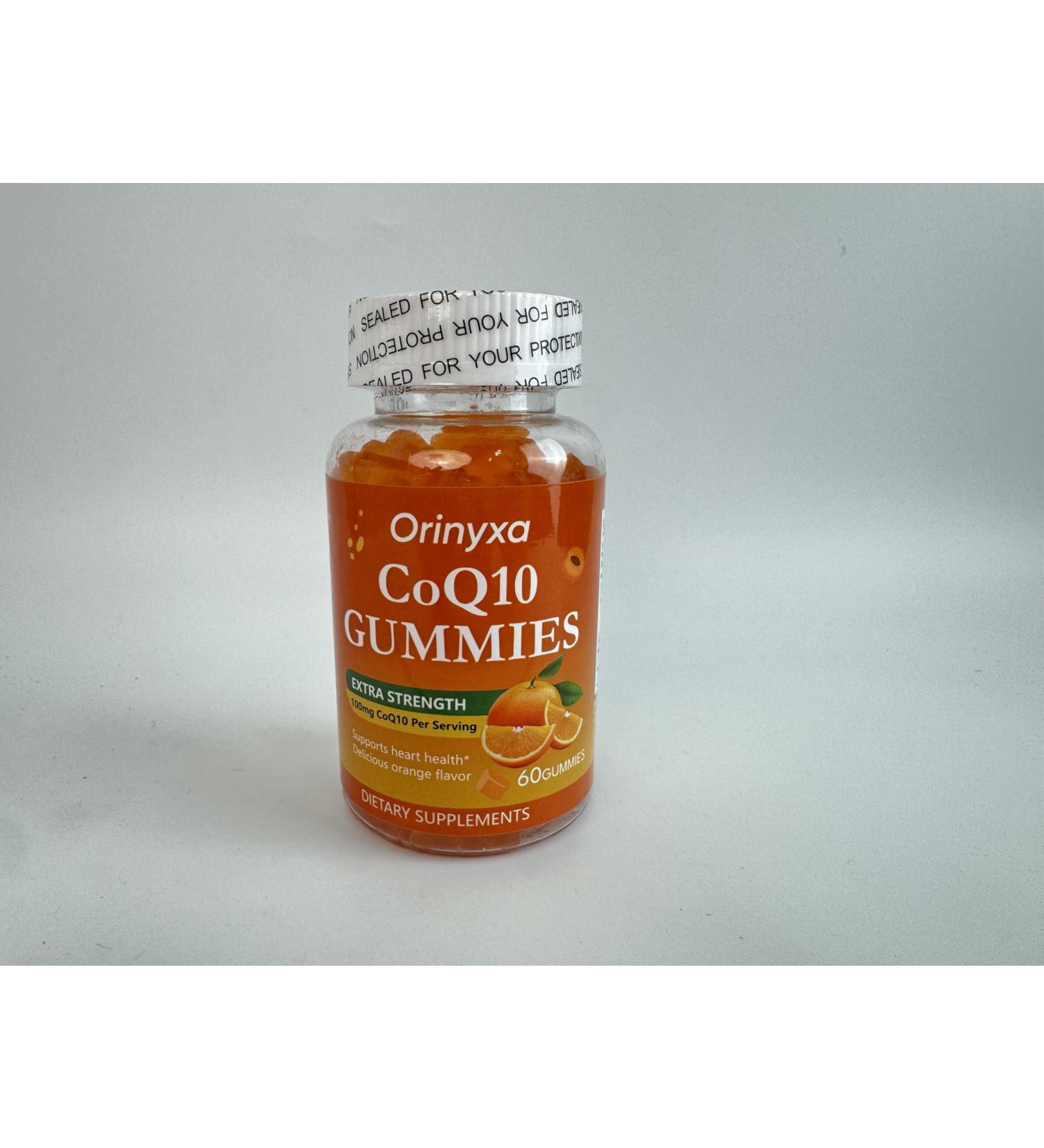 Orinyxa CoQ10 100mg High Absorption Vegetarian Non-GMO Coenzyme Q10 Peach Flavor 60 Gummies