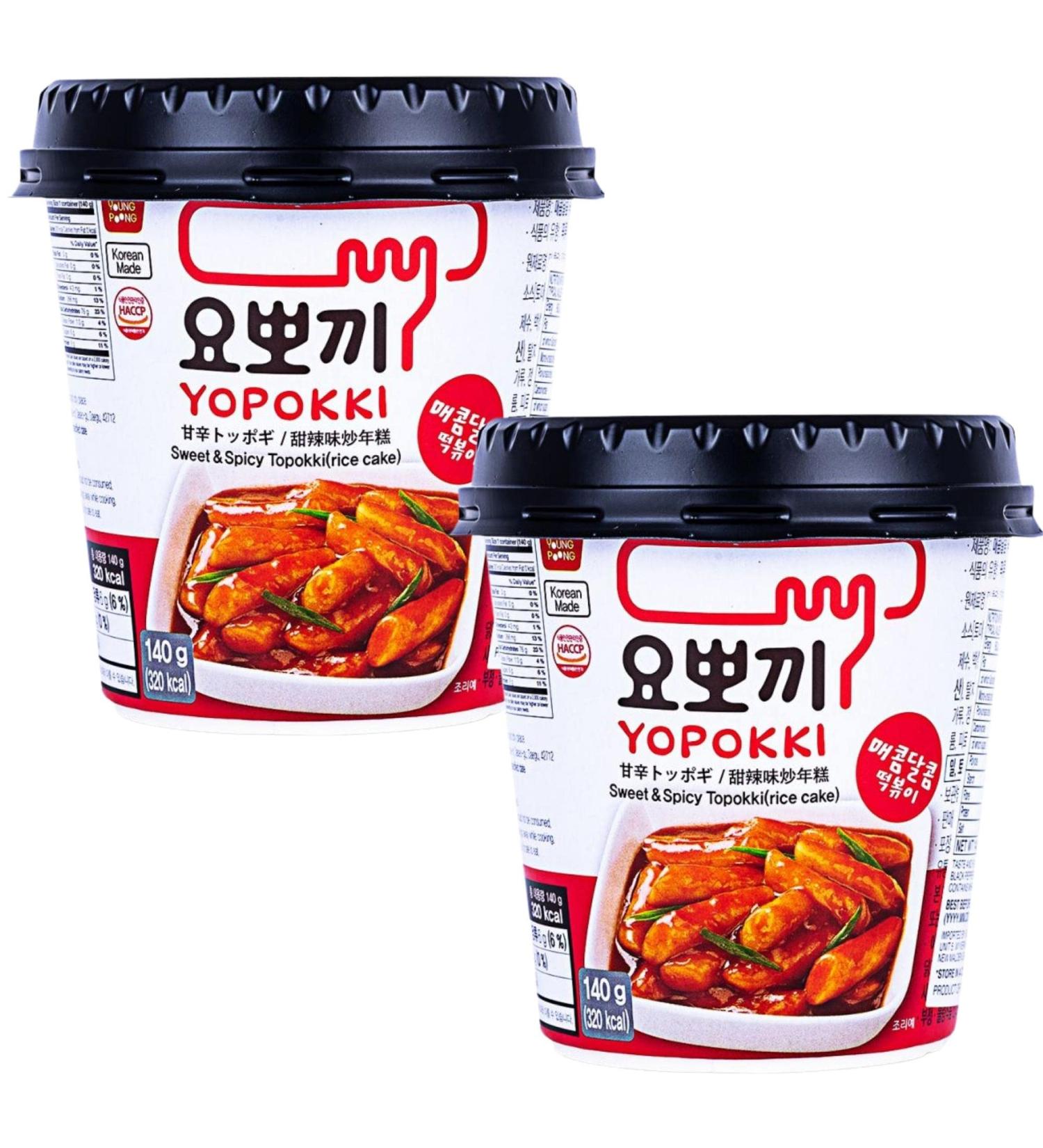 Young Poong Yopokki Sweet & Spicy Tteokbokki Cup 140g I Korean Topokki Instant Retort Rice Cake Snack (Pack of 2) - Buy Online on GoSupps.com