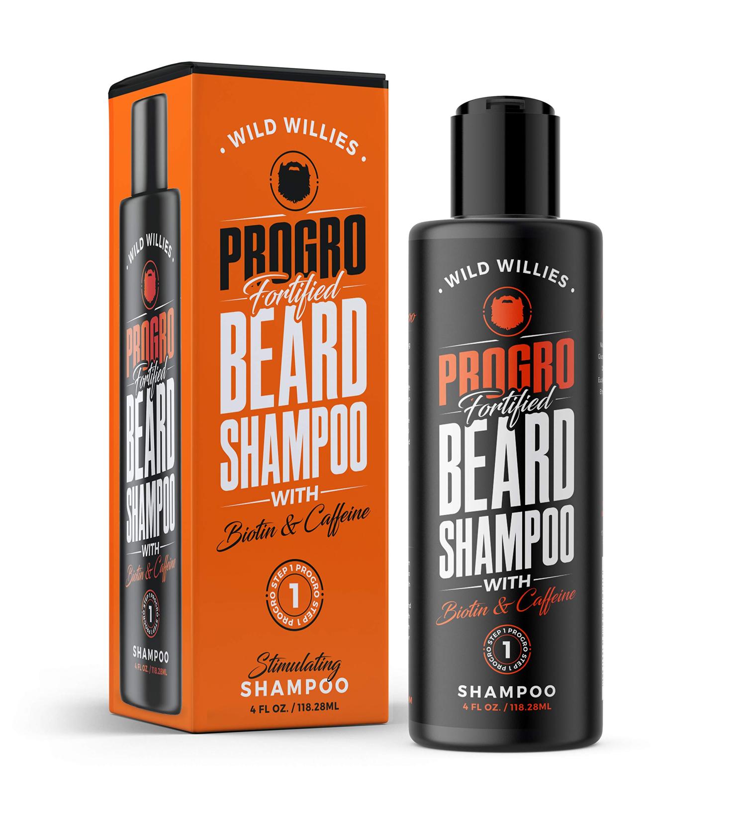 Wild Willies PROGRO Beard Growth & Moisturizing Shampoo - Fortified with Biotin & Caffeine for Healthier, Fuller Beard Growth and Hydration - 4oz - Buy Online on GoSupps.com