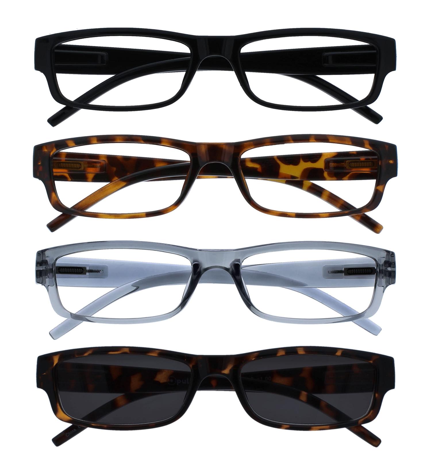 Shop UV400 Reading Glasses - 4-Pack Black Brown Gray Readers for Men & Women +3.50 Diopters - Buy Online on GoSupps.com