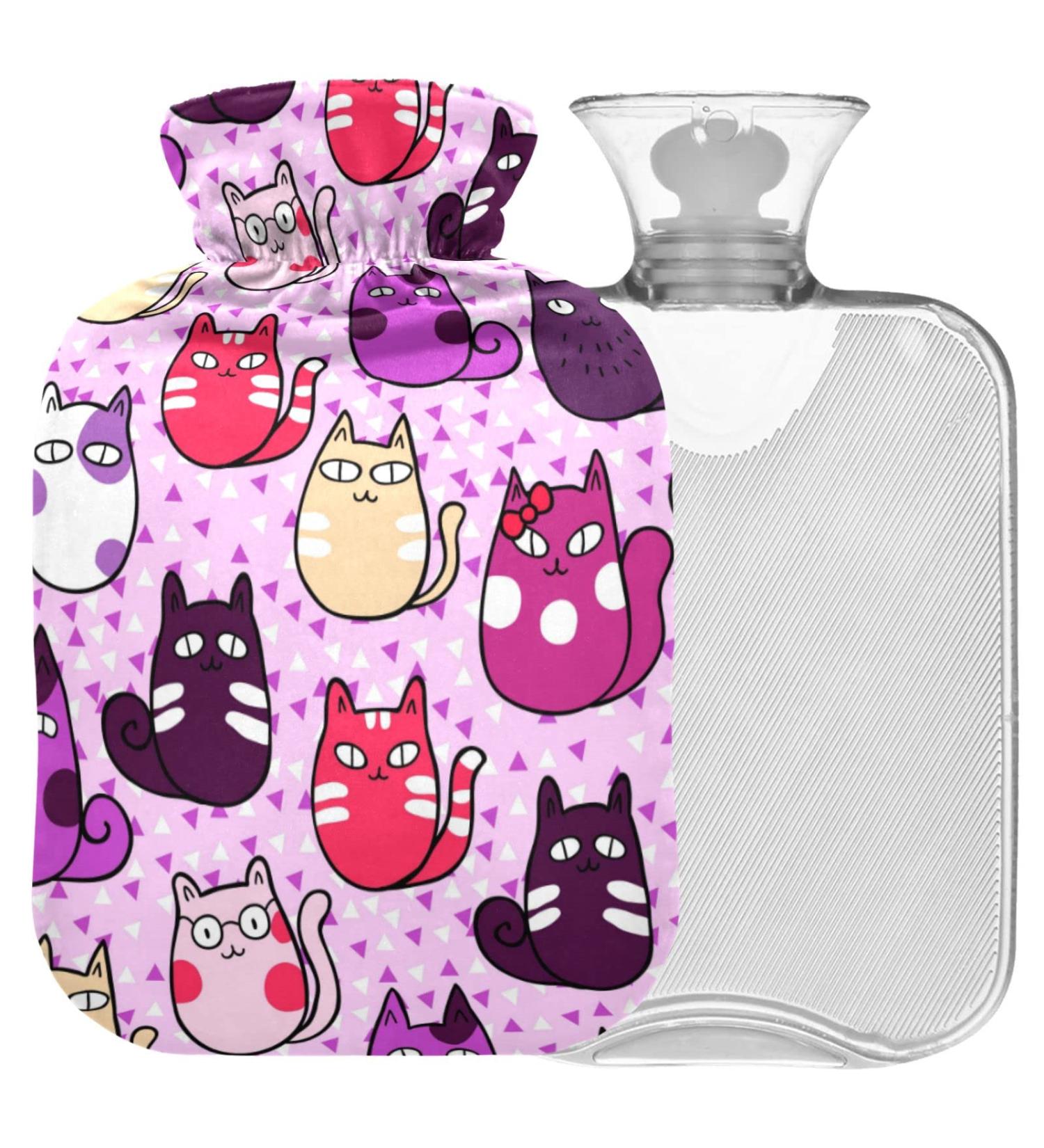 Shop Naanle Funny Purple Cats Hot Water Bottle - 2L Large Cover for Pain Relief & Heat Therapy - International Shipping Available - Buy Online on GoSupps.com