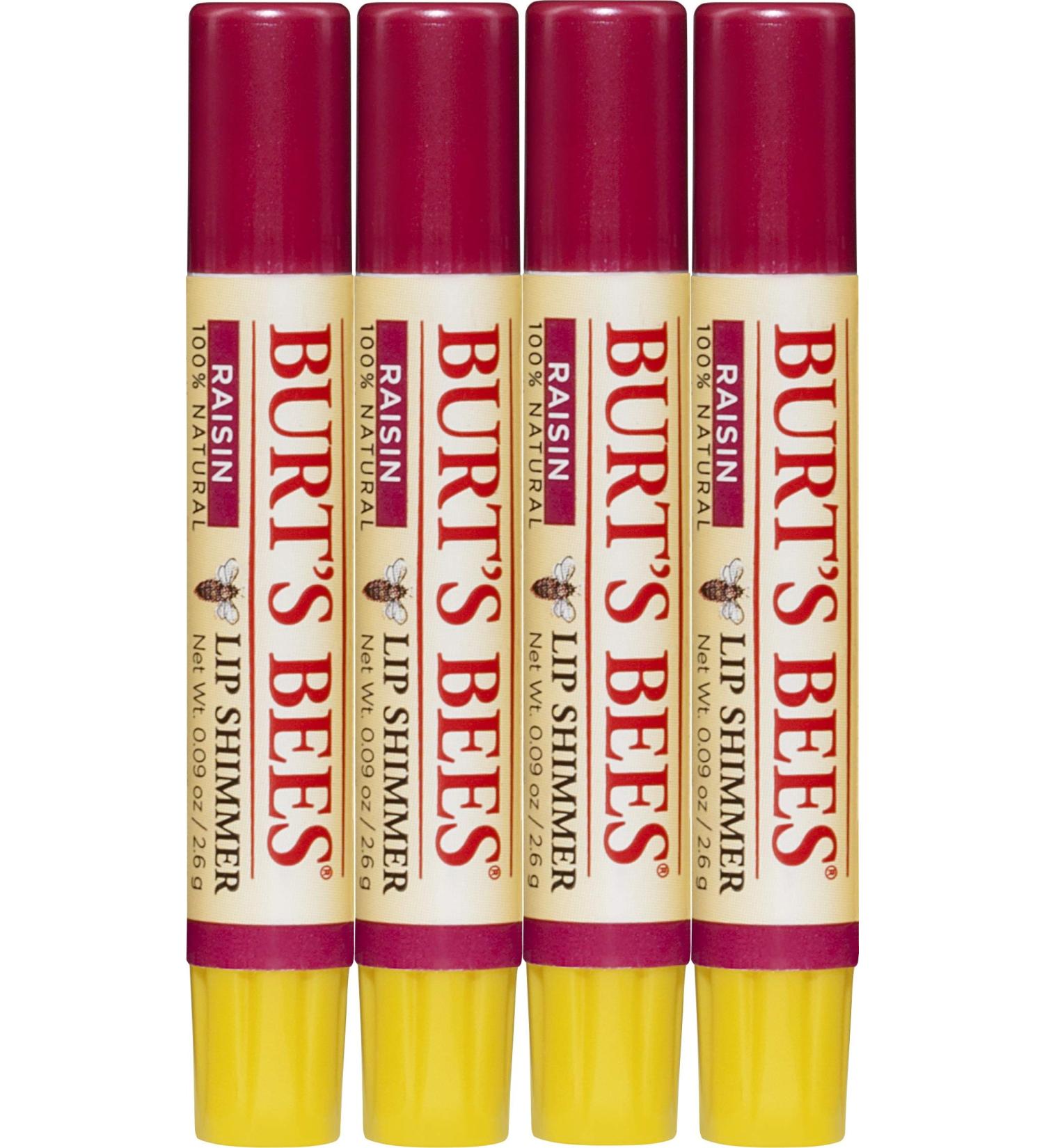 Burt's Bees 100% Natural Moisturizing Lip Shimmer Raisin - Pack of 4 Tubes - Buy Online on GoSupps.com
