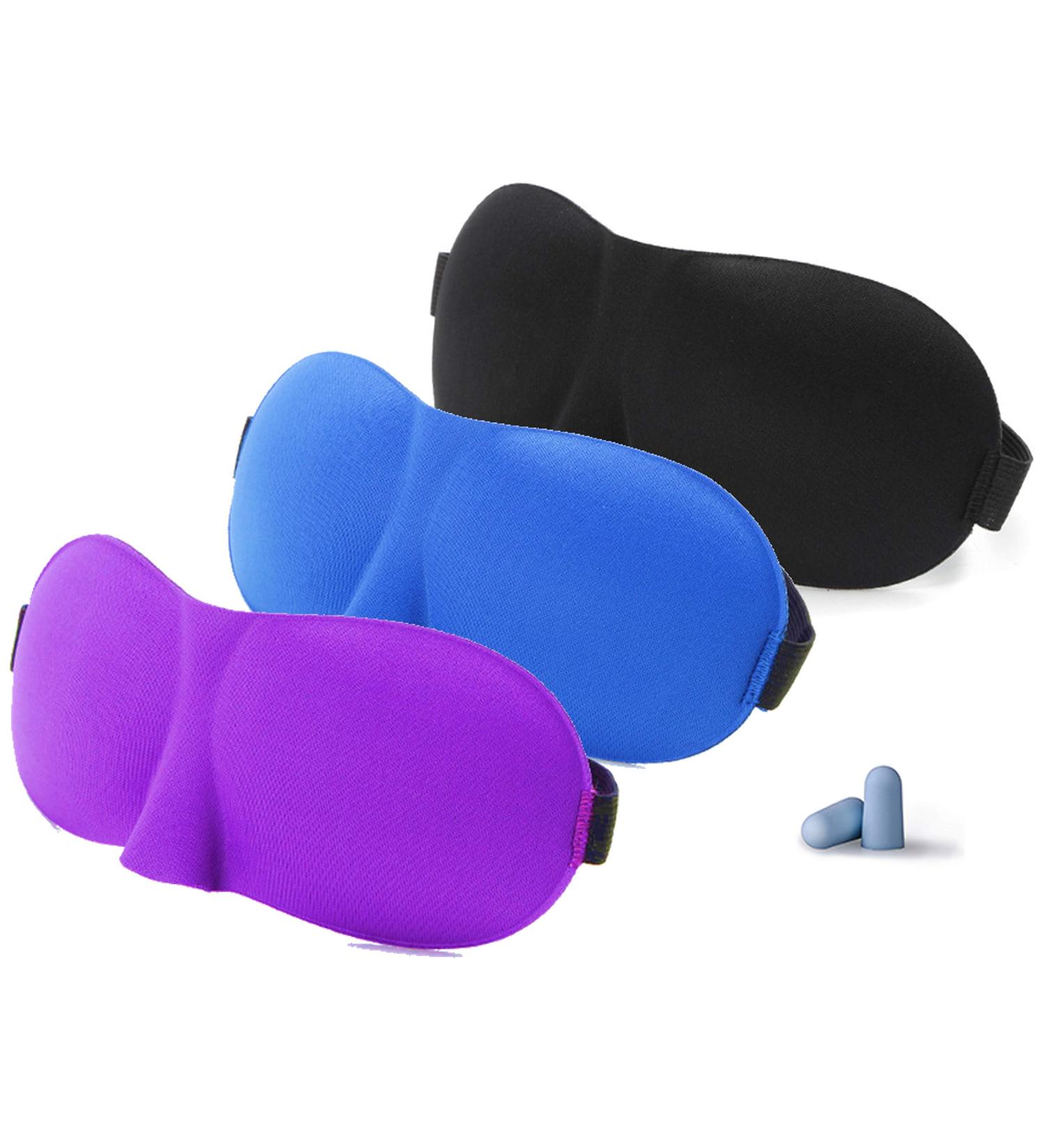 Serenily Super Smooth Sleep Mask - 3 Pack | Lightweight 3D Contoured Eye Mask for Sleeping with Adjustable Strap | Includes Earplugs | Travel Blindfold Mask - Buy Online on GoSupps.com