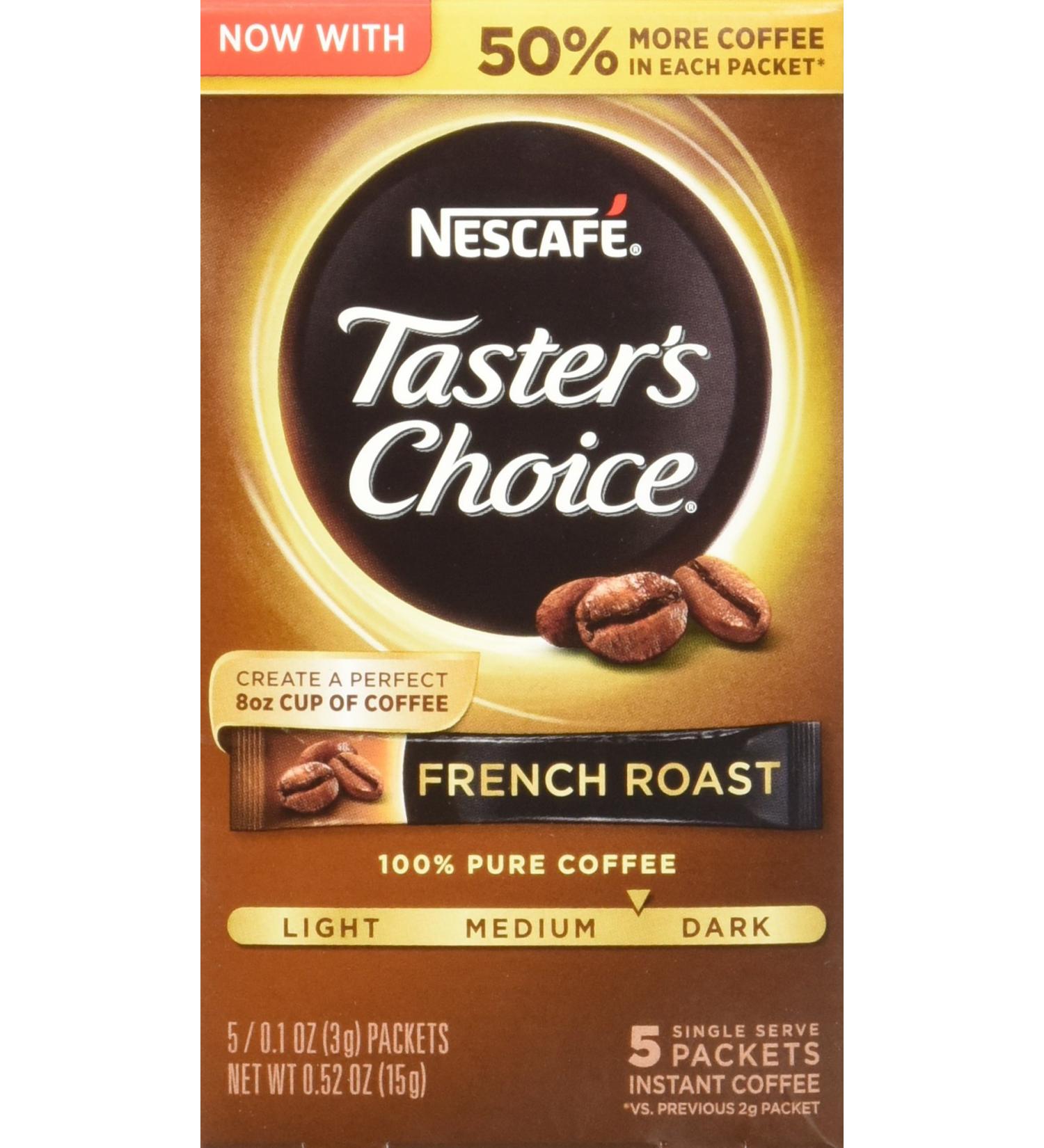 Nescafé Taster's Choice Instant Coffee French Roast 5 Single Serve Packets 0.1 oz (3 g) Each